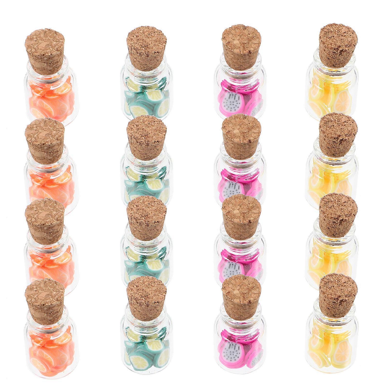 Miniature Glass Jars with Lifelike Lemon & Dragon Fruit Slices for Dollhouse & Micro Landscape Decoration