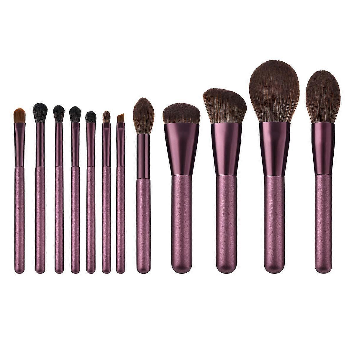 Professional Makeup Brush Set with Wood Handle and Nylon Bristles Purple Color for Daily and