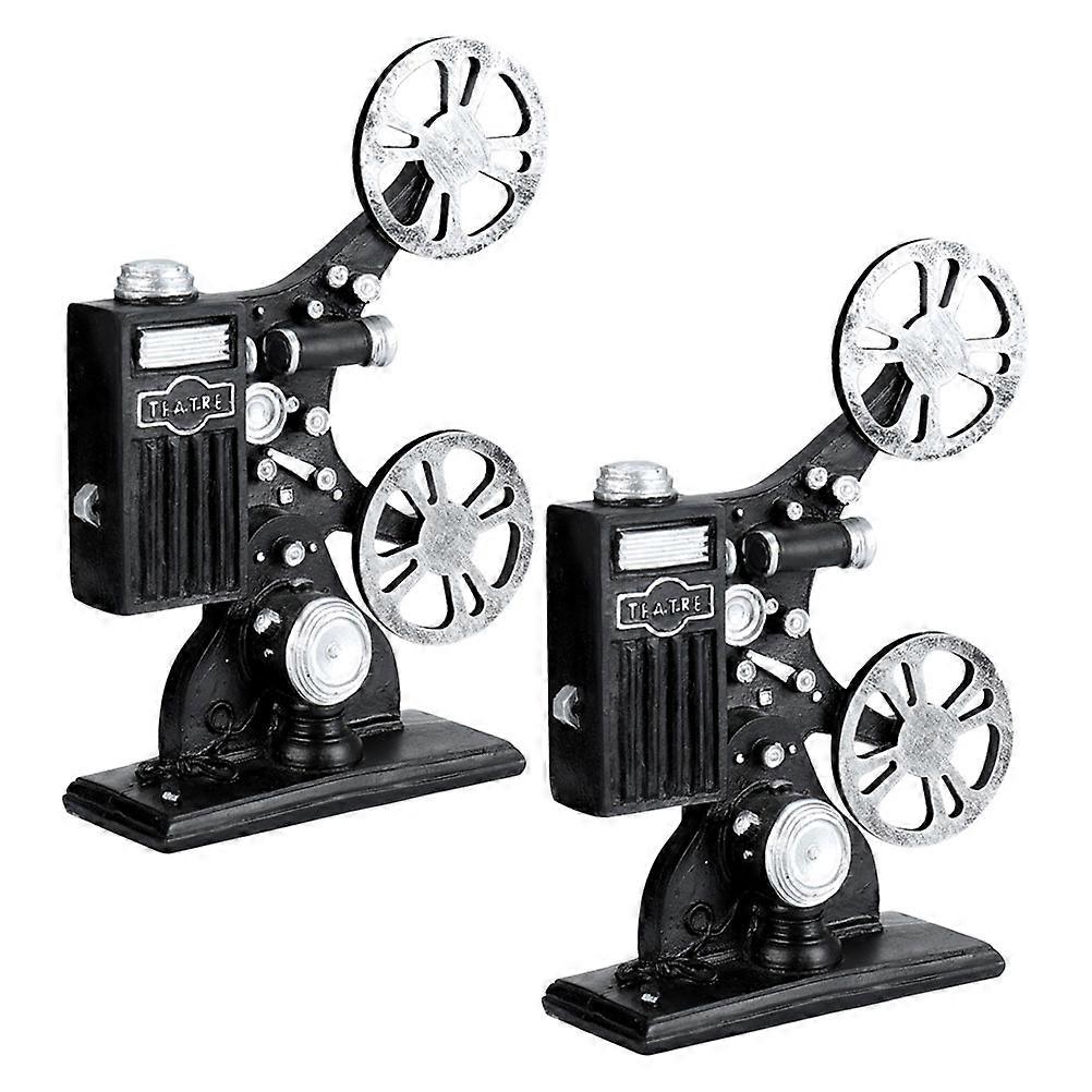 Retro Ornaments Set of 2 Vintage Style Resin Decorative Pieces for Home Office Use Black 6.3 Inches