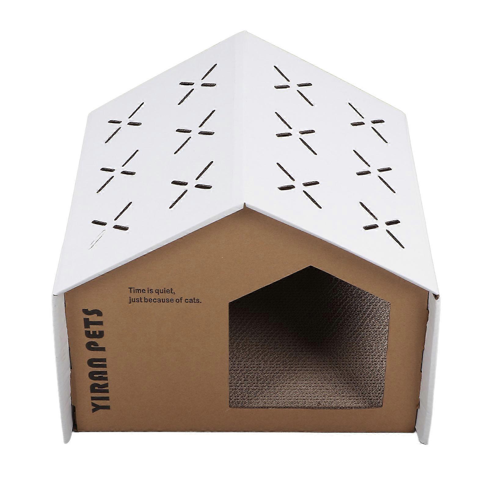 Cardboard Cat House Cute Portable Large Space Claw Grinding Relaxing High Density Cat Scratcher House for Indoor 008 2