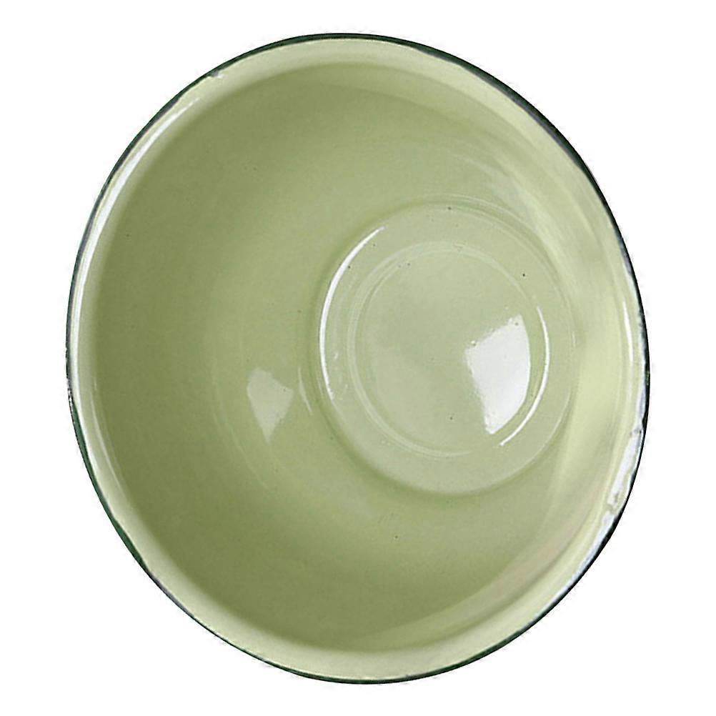 Retro Green Enamel Serving Bowl – Deep Mixing Salad Bowl for Home and Dining, Thick Vintage Style Kitchen Container