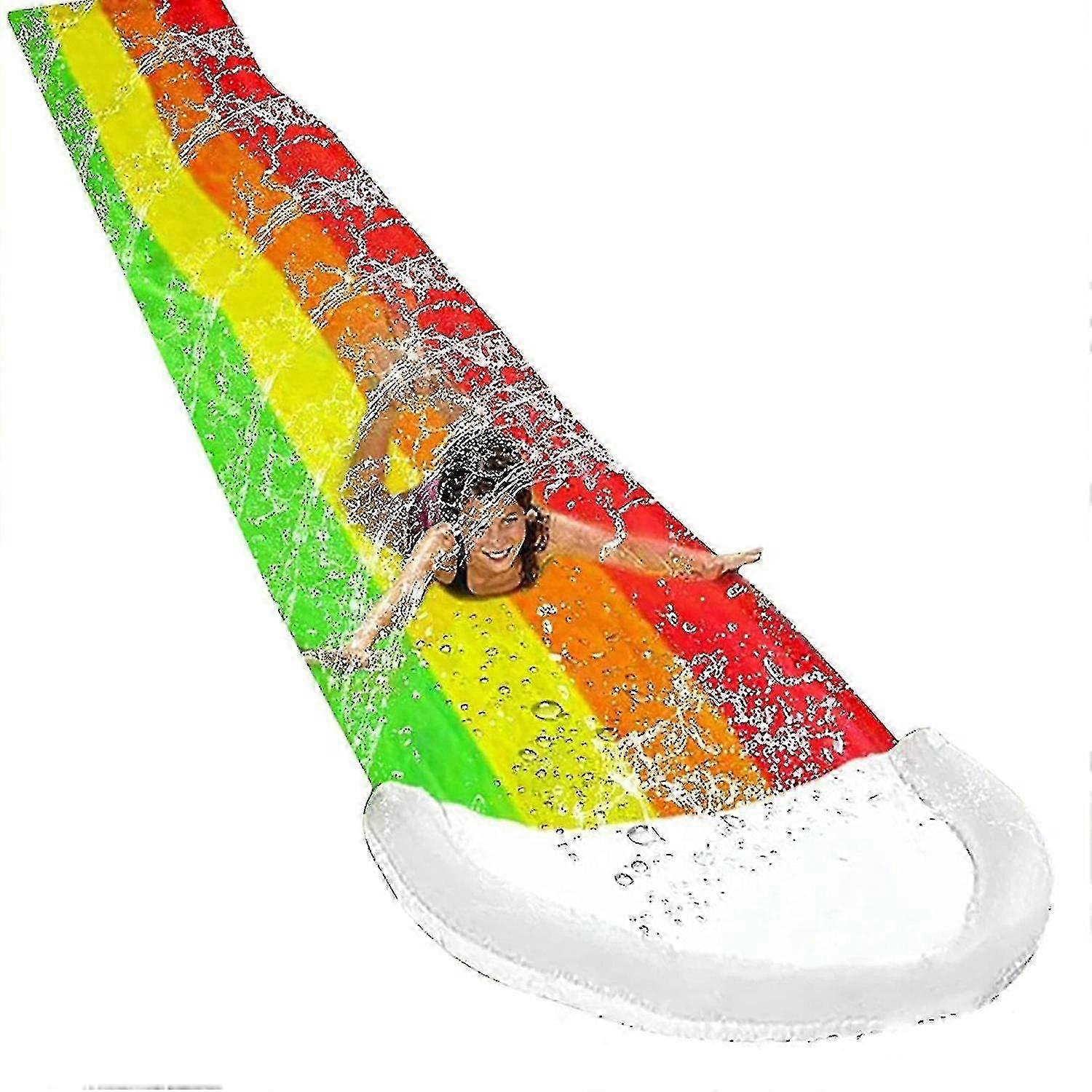AURA Rainbow Lawn Water Slides With Spraying And Inflatable Crash Pad Backyard Water Toys For Childern