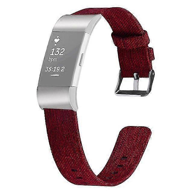 Connected canvas watch strap for FITBIT Load 2-size L Red