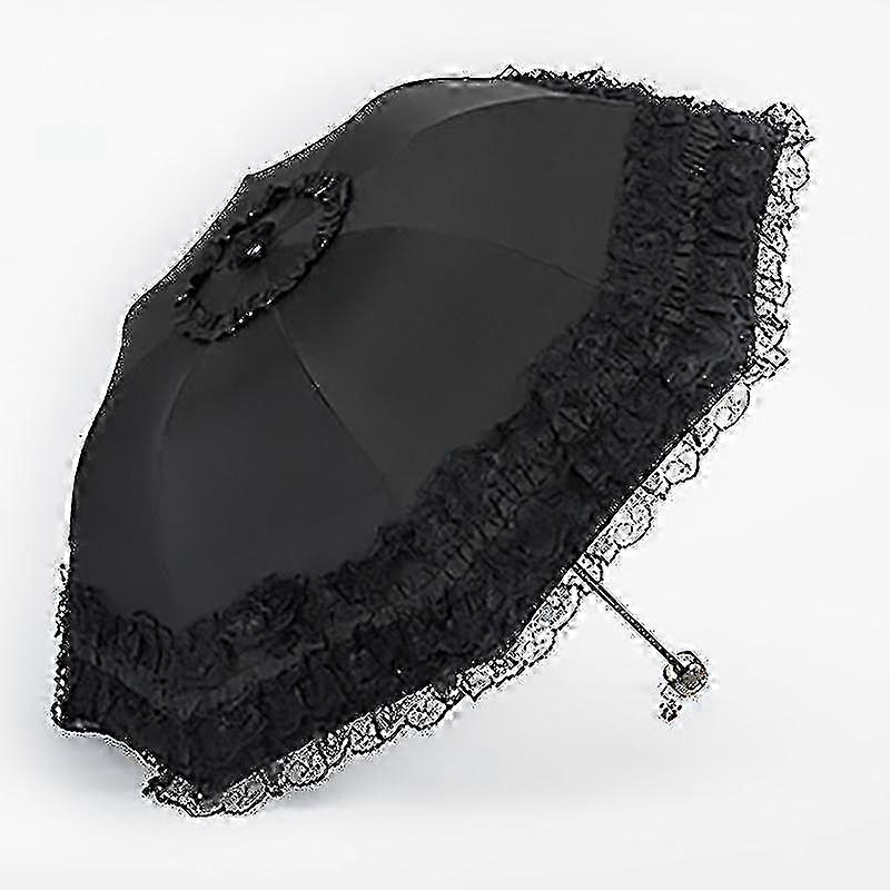 Ladies' Lace Rain & Sun Umbrella, S/ML Size, Reverse Design for UV Protection