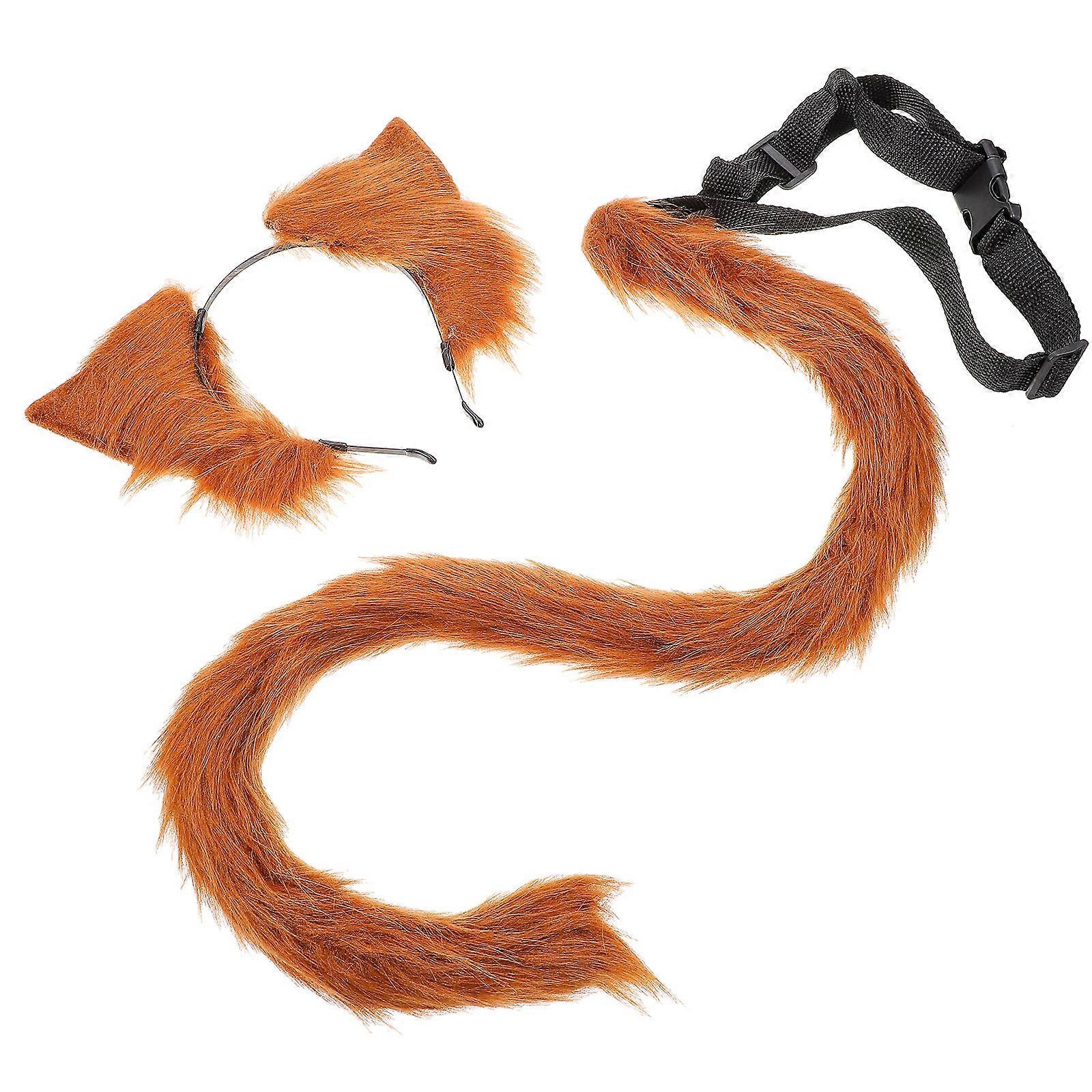 Simulated Cat Tail And Ears Costume Theme Accessory For Friends At Halloween Party With Creative Design 1 Set
