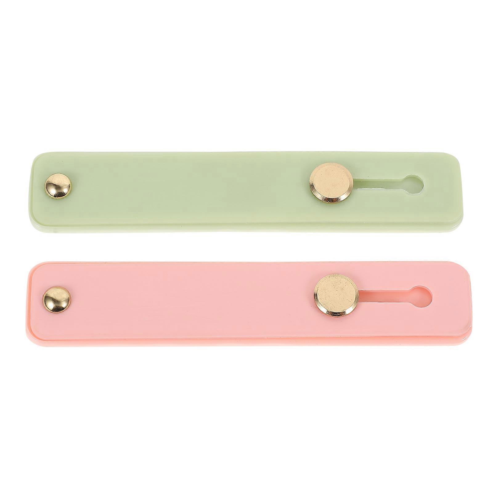 Elastic Phone Grip 2Pcs Finger Strap Stand Portable Design For Adults While Jogging In Green