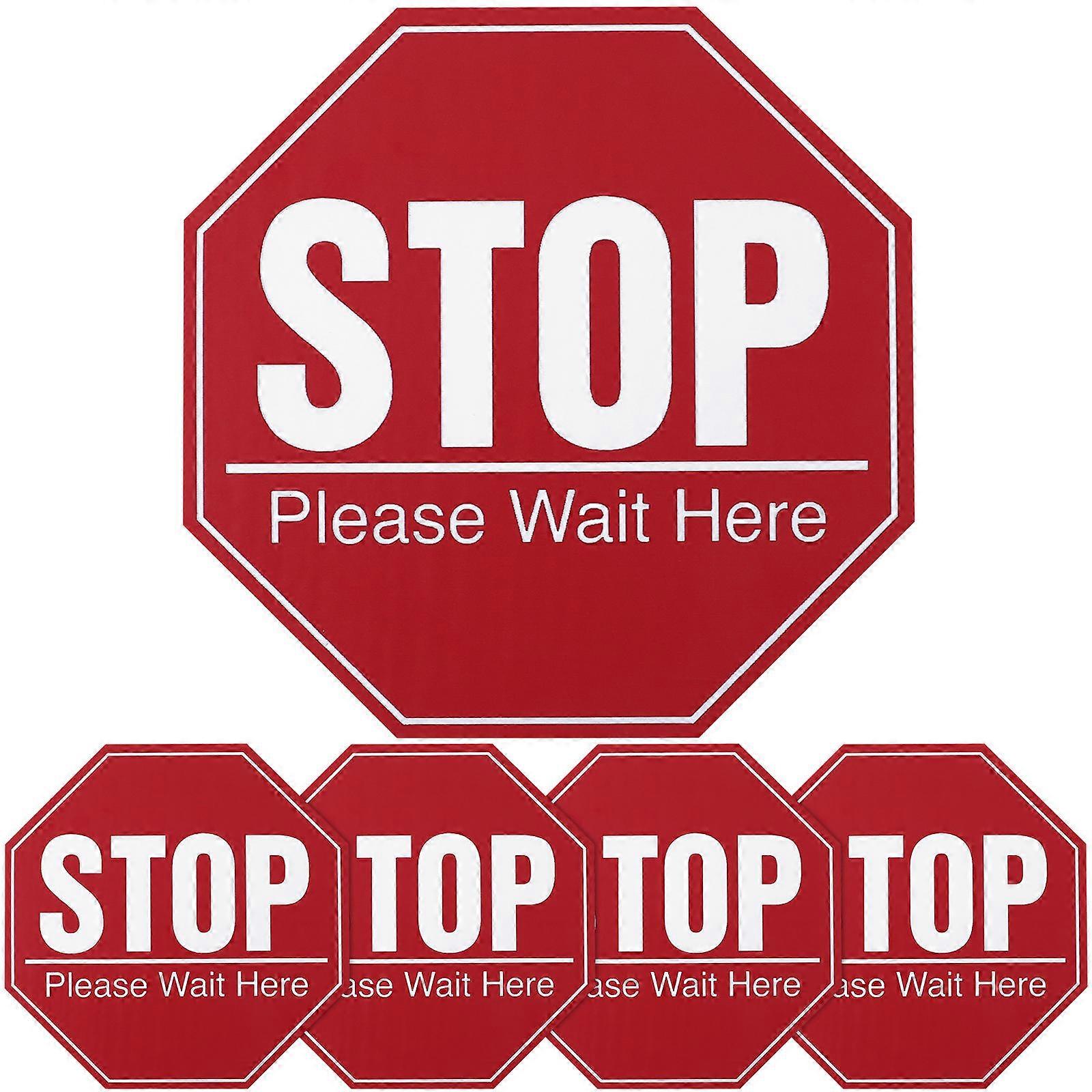 Social Distancing Decals 5 Sheets Square Eye-Catching Design For Public Places Like Pharmacies And Shopping Malls Red Color Easy To Remove