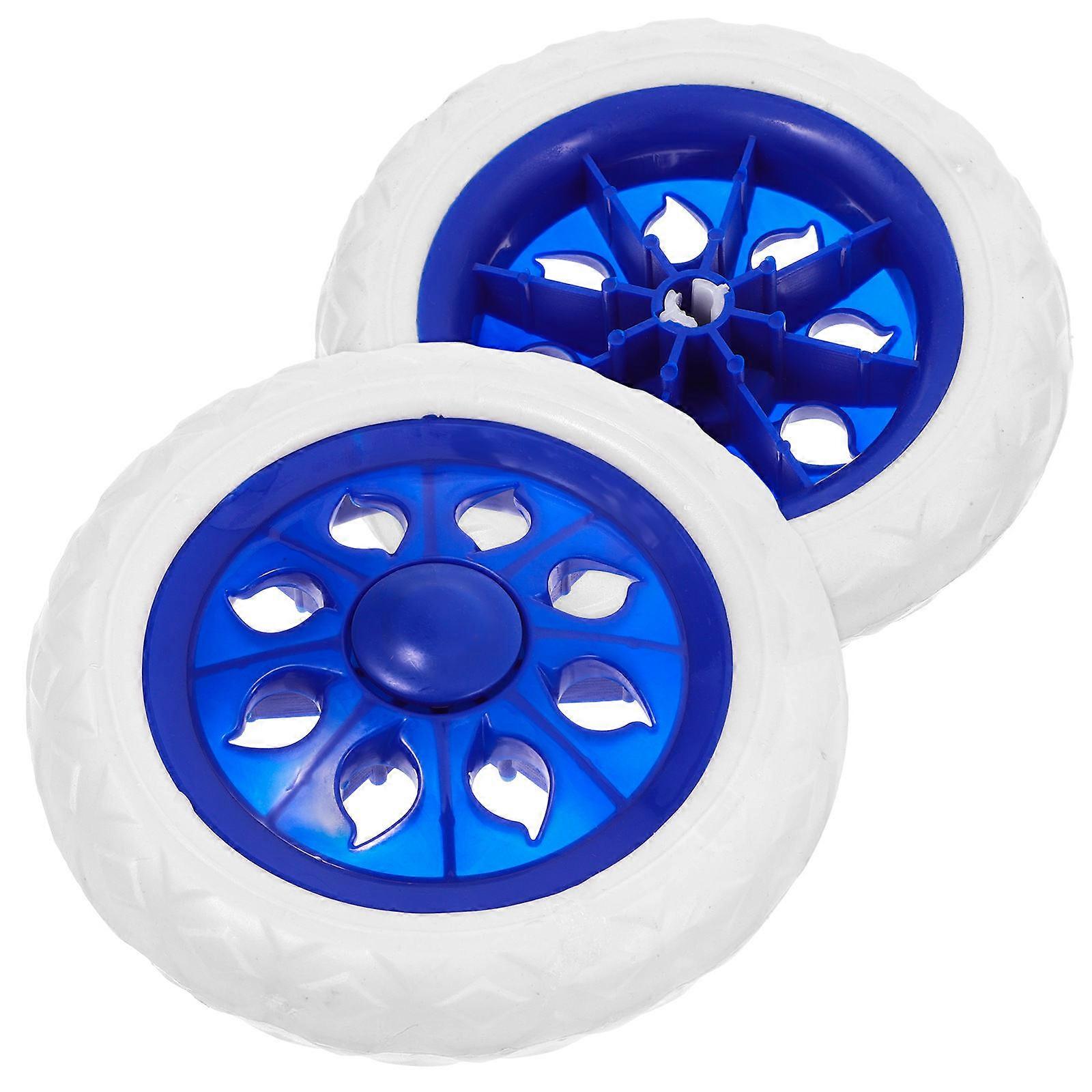 Blue PU Replacement Wheels for Shopping Carts Compact and Two Wheeler Accessories 2pcs