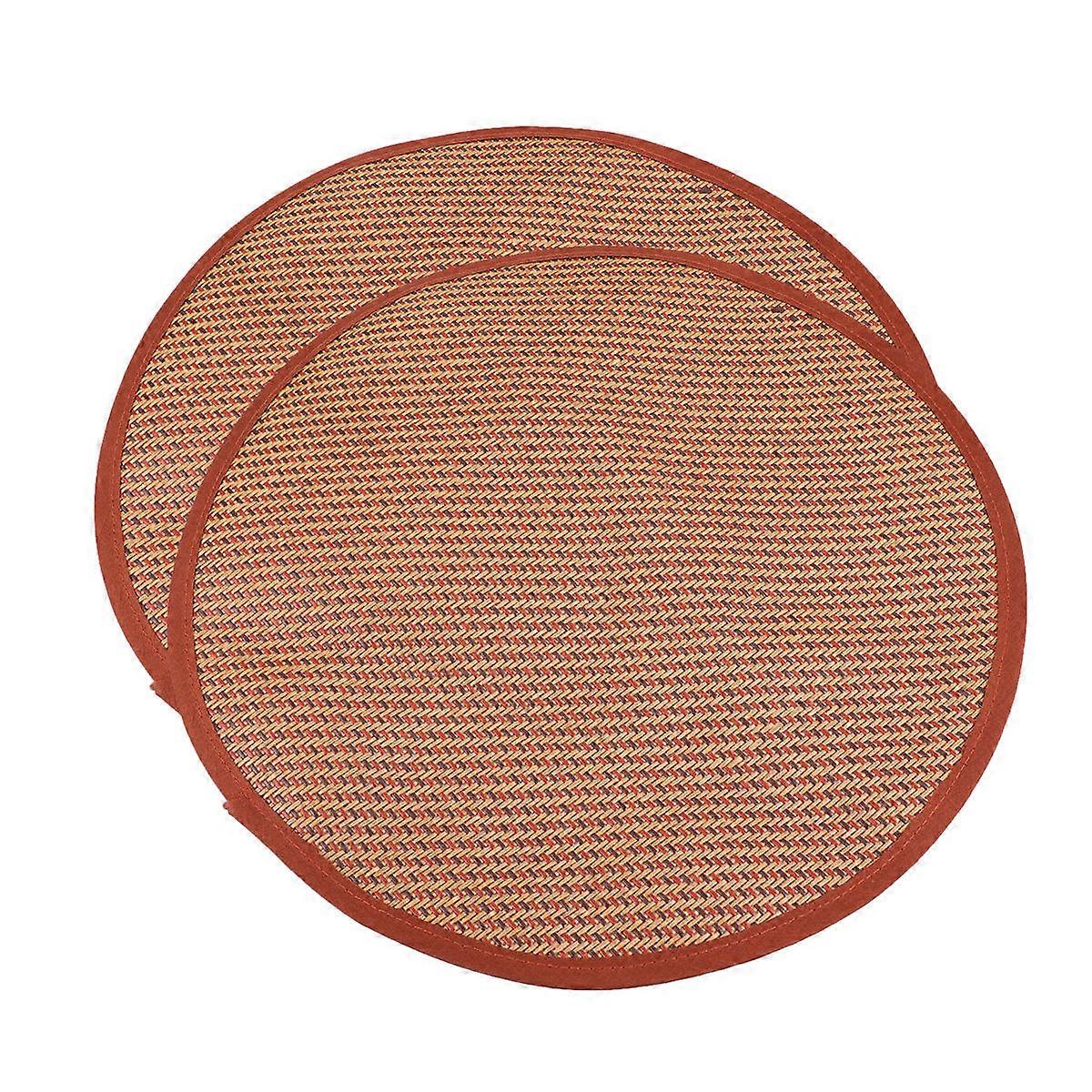 Cooling Mat For Dogs 2Pcs Summer Rattan Grass Pet Seat Pad For Indoor Use 40x40x0.2cm Coffee Color
