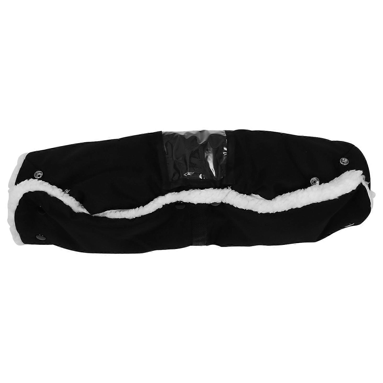 Anti-freeze Hand Muffs For Baby Stroller Use During Cold Weather With Thick Black Oxford Cloth And Plush Material 1Pcs