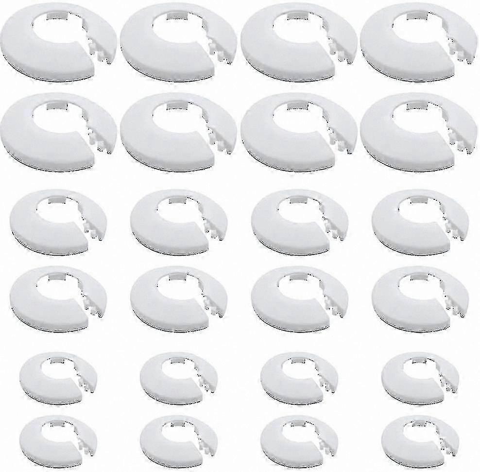 White Plastic Pipe Collars for Radiator Covers, 24-Pack, Wall Flange Design