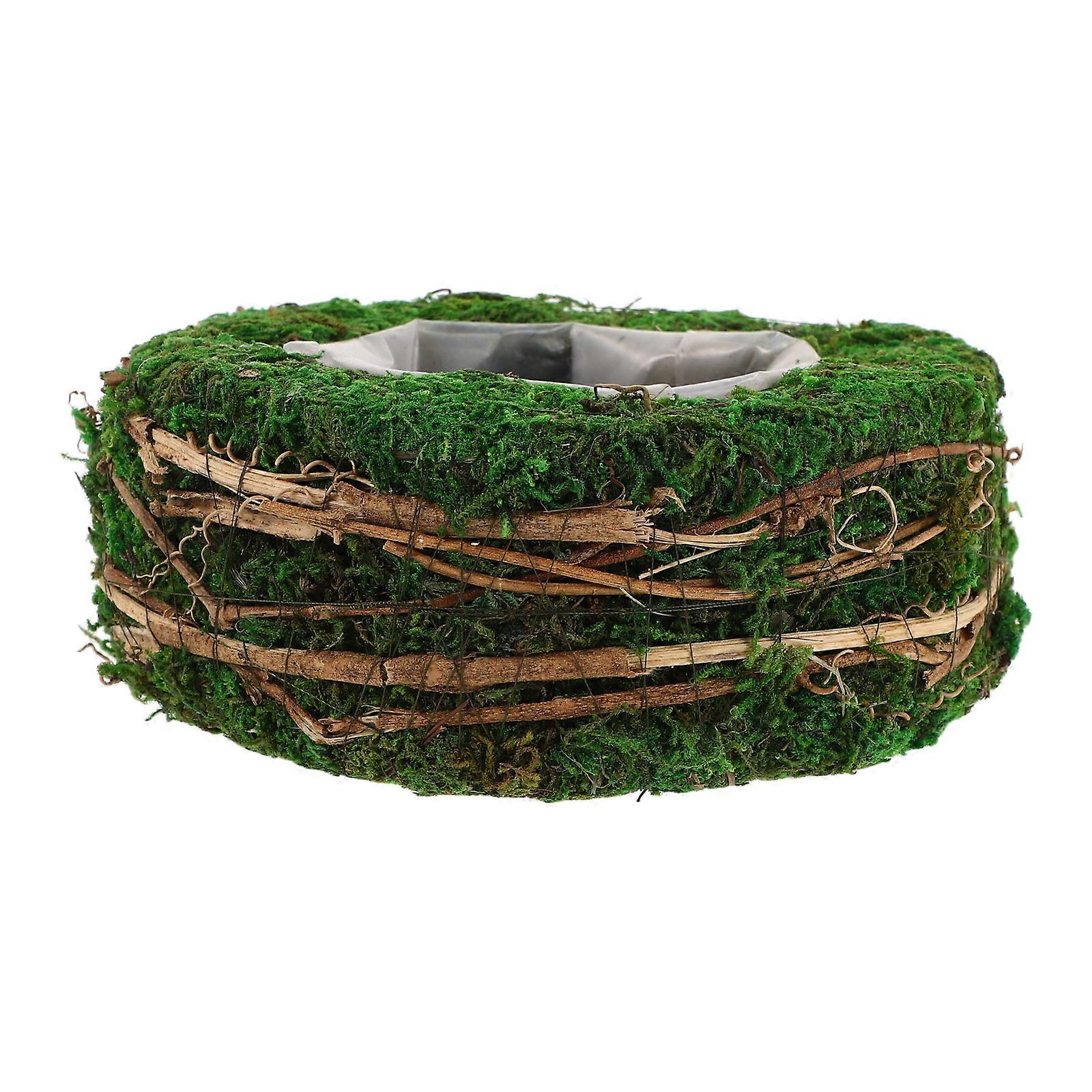 Rustic Moss Woven Planter Pot for Succulents and Small Plants – Breathable Round Flower Container for Indoor and Outdoor Use – Compact Low