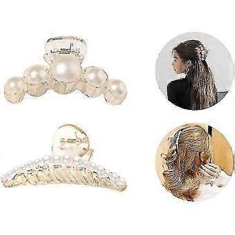 Grampos de cabelo artificiais antiderrapantes elegantes da pérola - 2 grampos de cabelo duráveis do metal para tudo