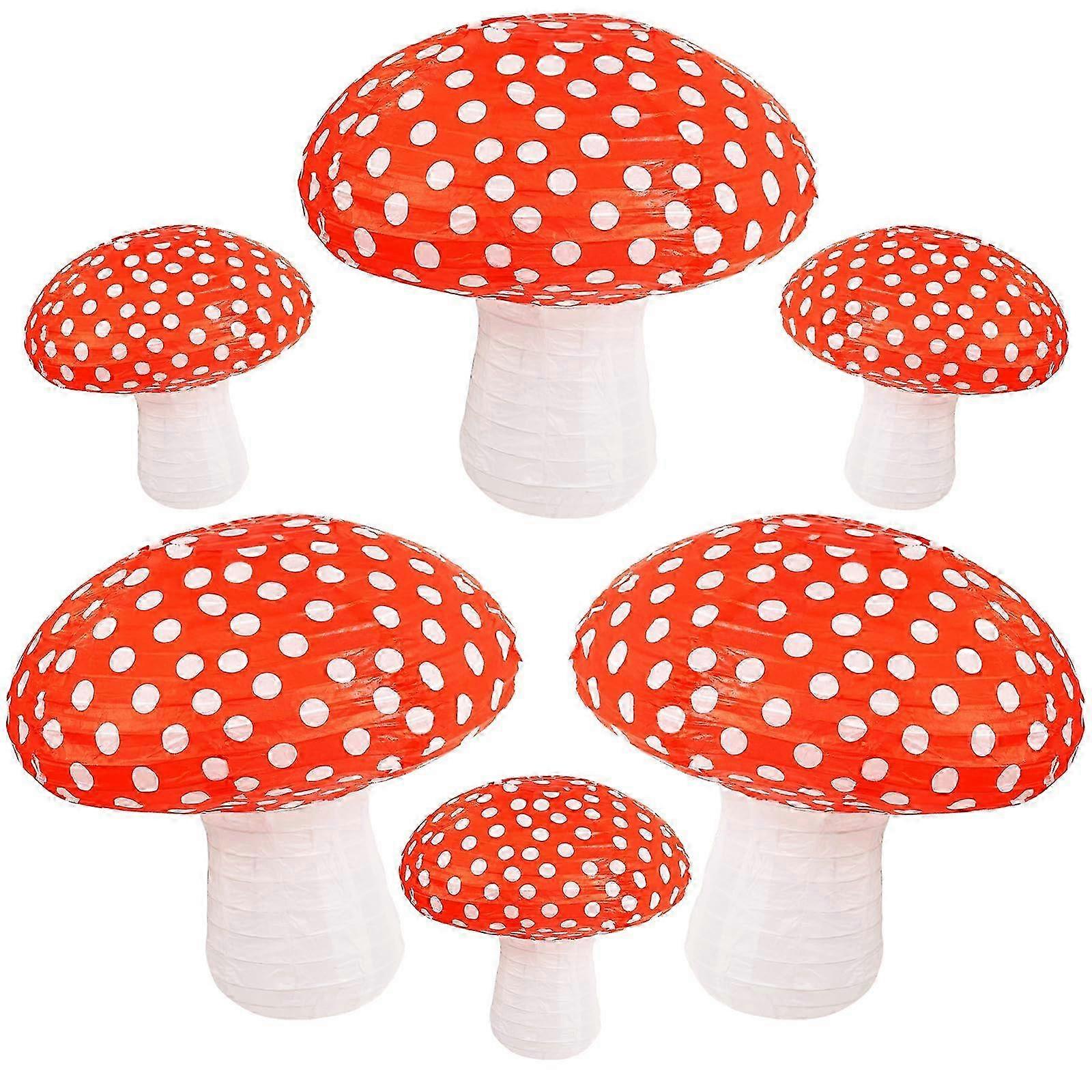 2025 Mushroom Paper Lantern, Hanging Mushroom Shaped Lanterns Big Mushroom Decor 3D Forest Theme