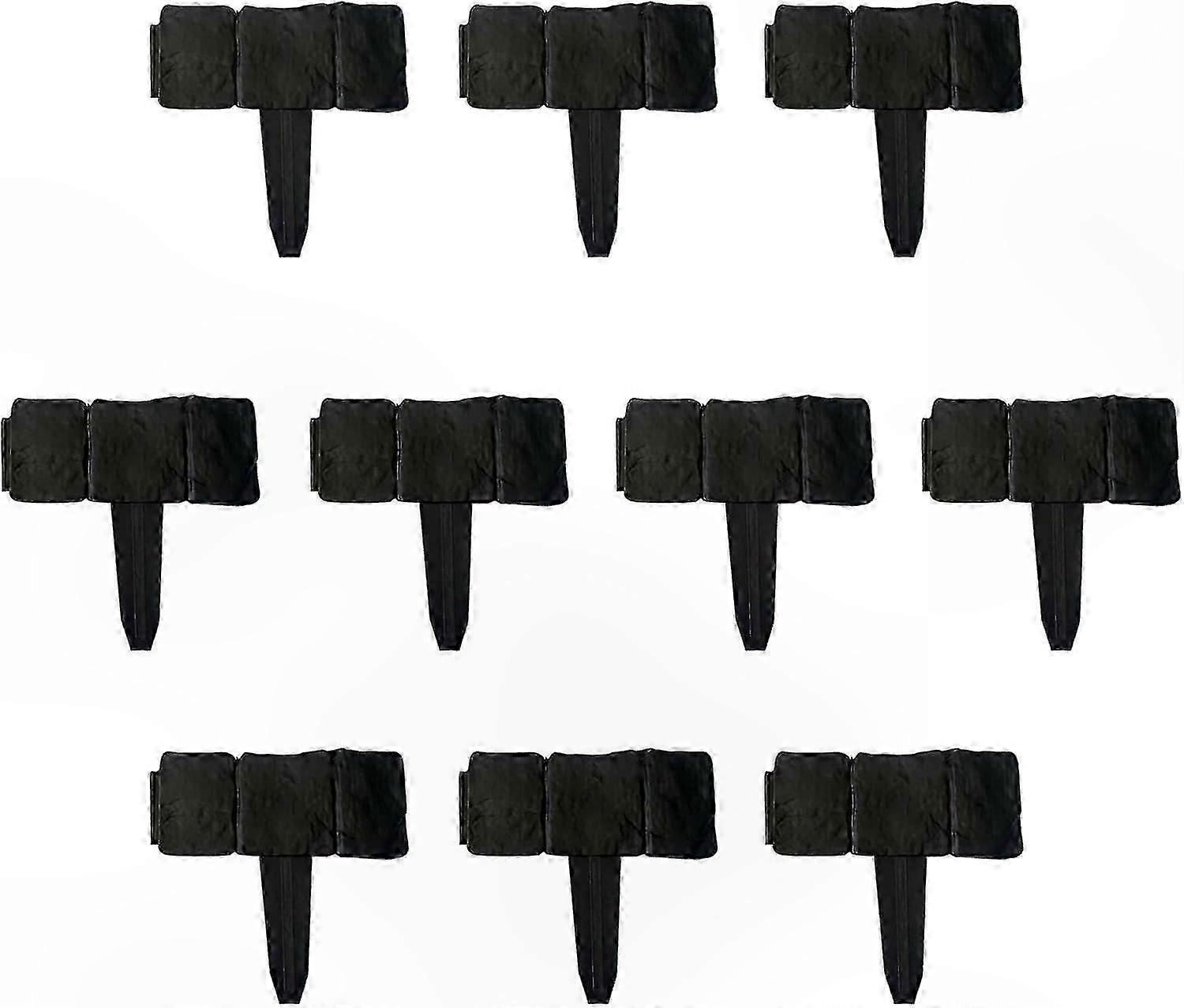 Garden Border Edging with Stone Effect, 10-Pack Lawn Divider for Flower Beds & Grass Pathways