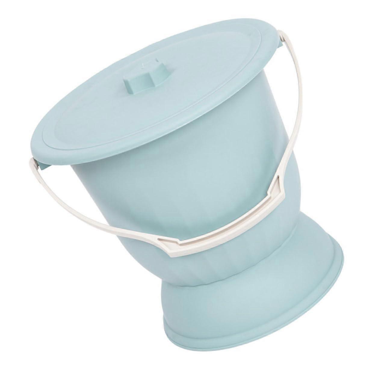 Unisex Bedpan with Lid, Portable Urinal for Adults and Pregnant Women, OdorIsolating and EasytoClean Material for Bedroom and Camping, Mist Blue