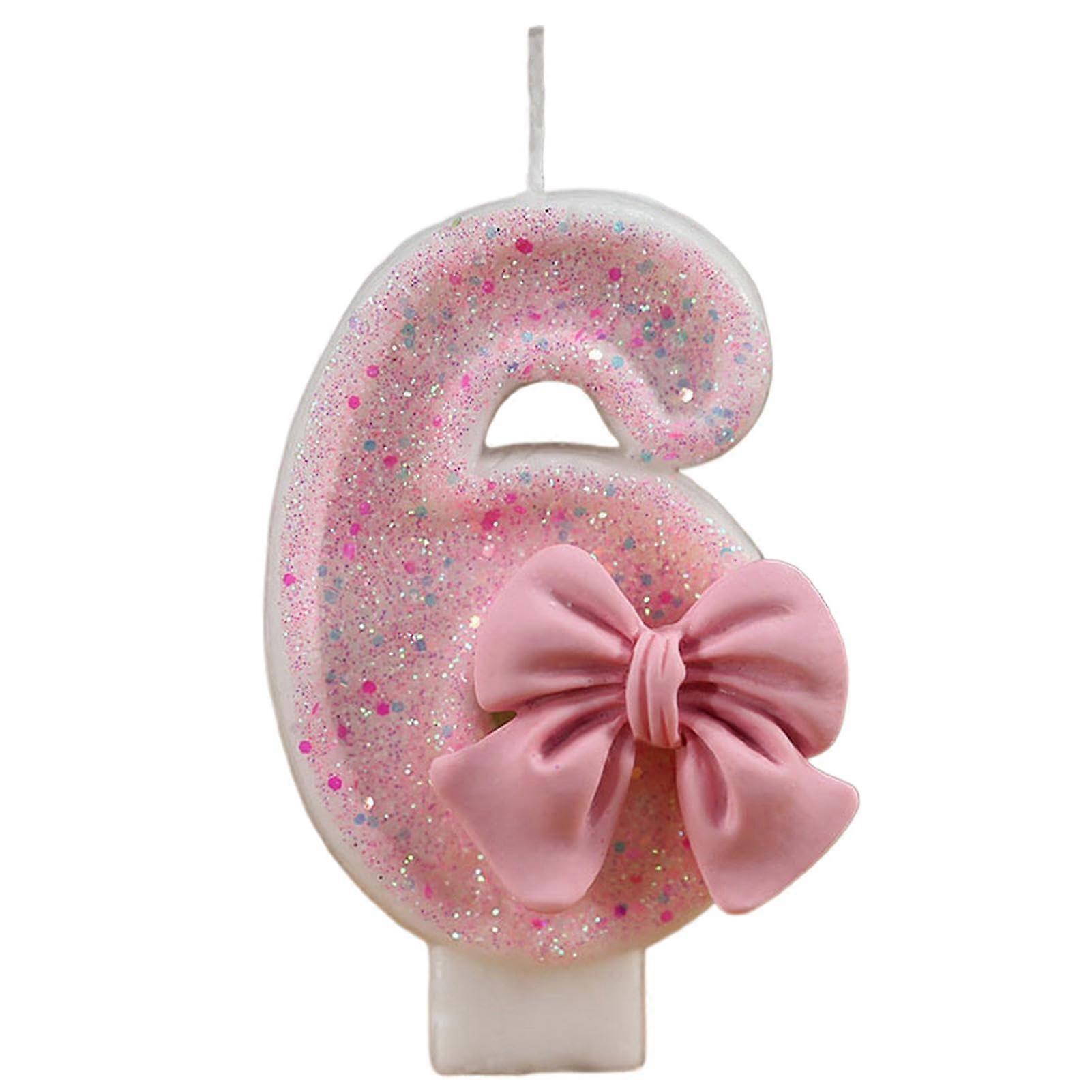 Birthday Candles for Cake  Glittering Candles with Bow Knot Decorations