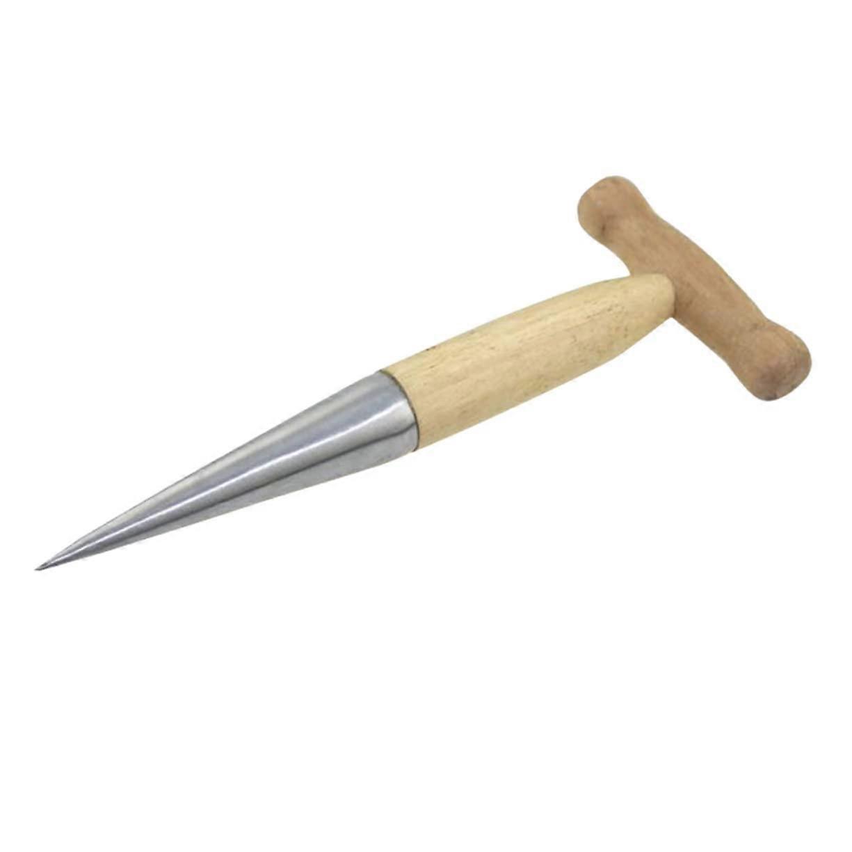 Handheld Bulb Planter with Ergonomic Wooden Handle, Sturdy Dibber for Planting Bulbs and Seedlings, Ideal for Gardening and Transplanting