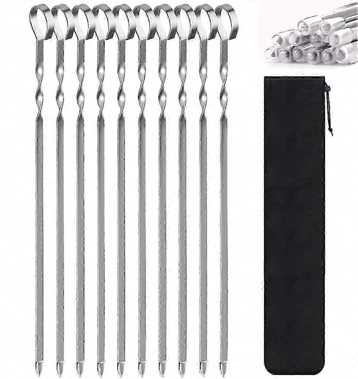 10 Espetos de Metal para Churrasco 36cm (14 Polegadas) para Grelhar & Cozinhar
