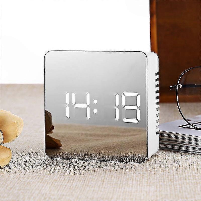 LED Mirror Clock with Silent Operation and Time/Temperature Display