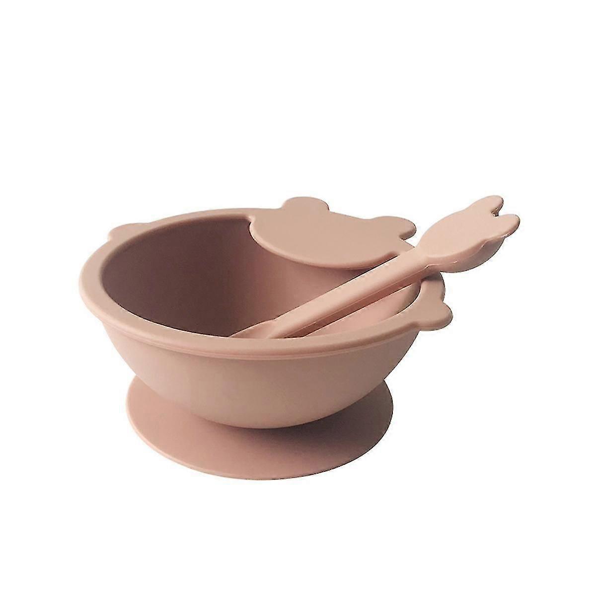 スプーン、シリコン吸引ボウル付きフードベビーフィーディングセット - ファーストフィードシリコンプレートD