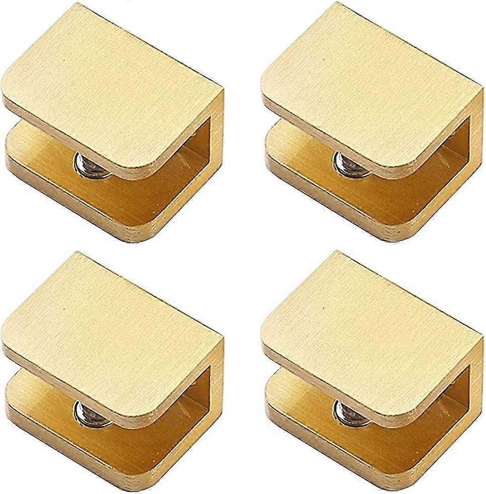4-Pack Glasklem Plankdrager 10-12mm Goud