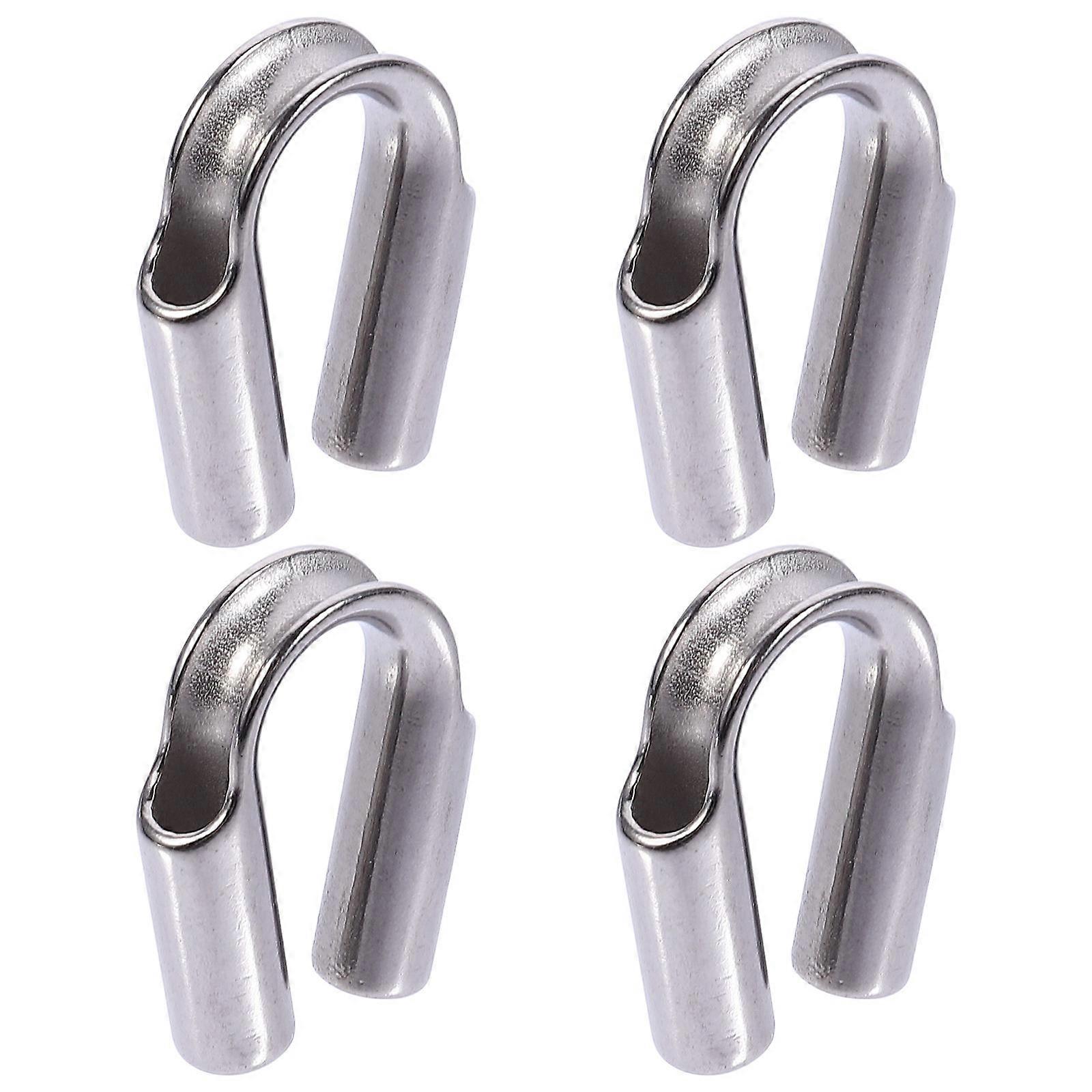Cable Fixing Thimble Oval Ring Shape for Cables Industrial Use Silver Stainless Steel with 4Pcs