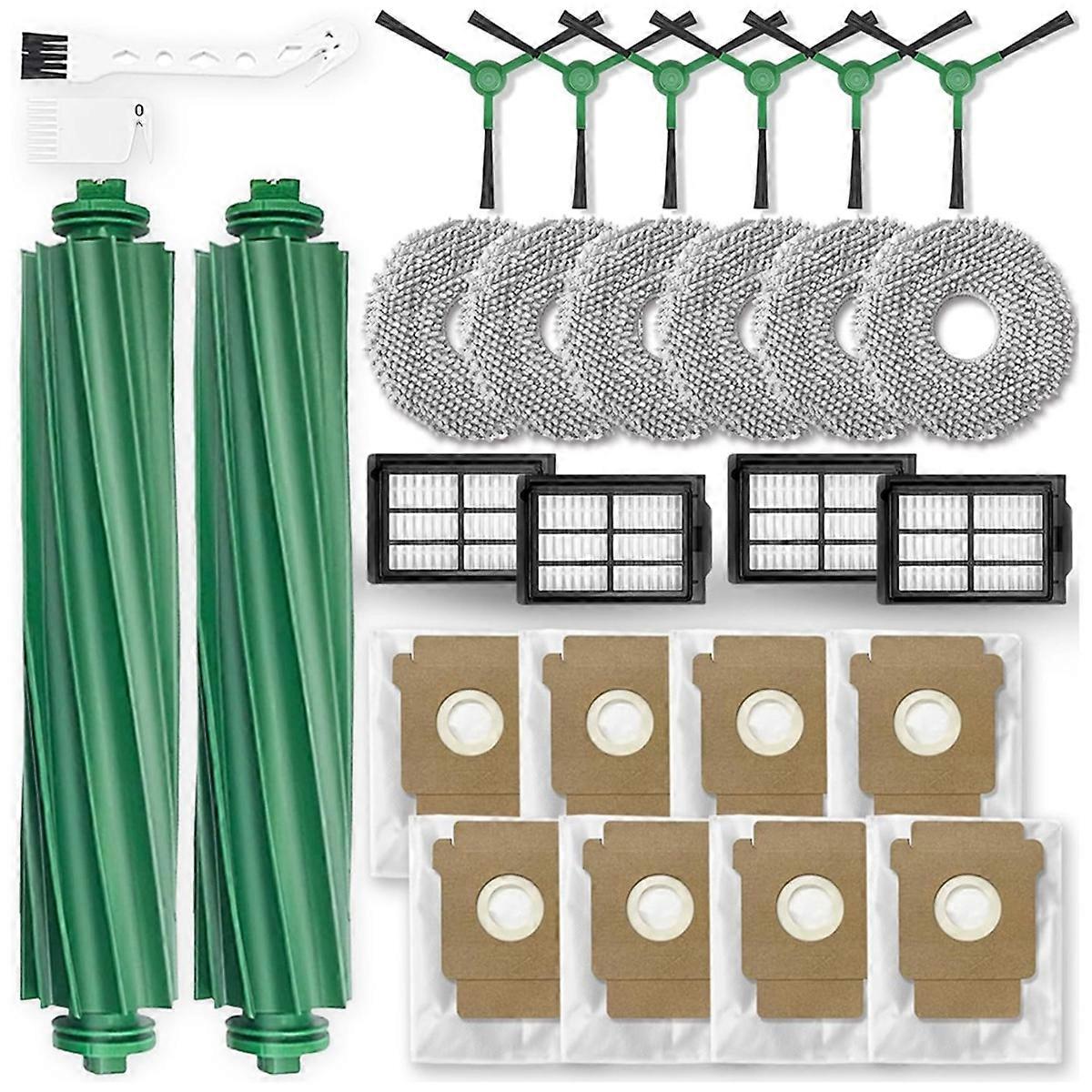 プラス 405 コンボ/プラス 505 コンボ ロボット掃除機部品メインサイドブラシフィルターモップパッドダストバッグ用 28PCS