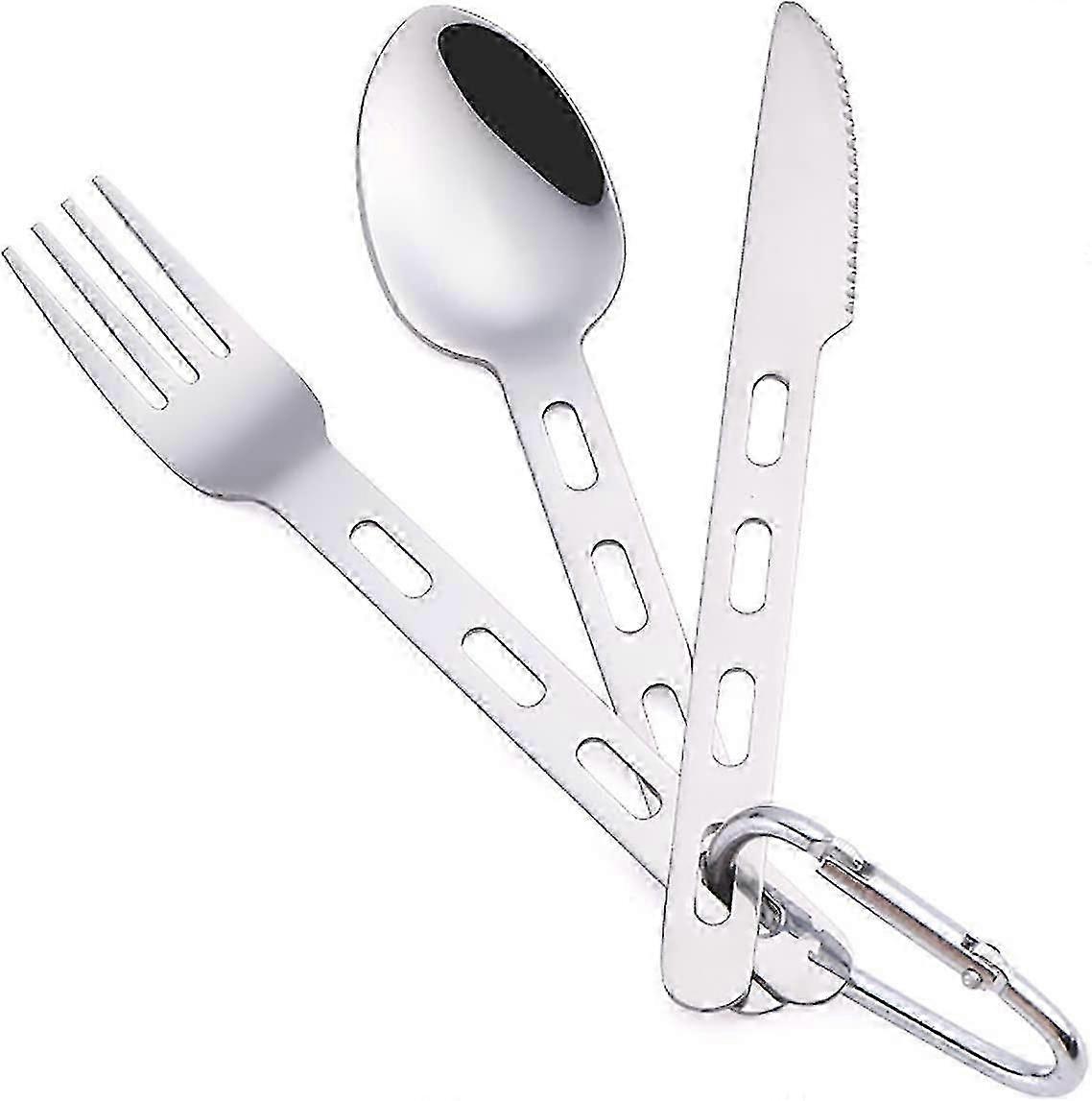 Camp Flatware Sets- Stainless Steel Spoon Fork Knife - Matching Matching Quick