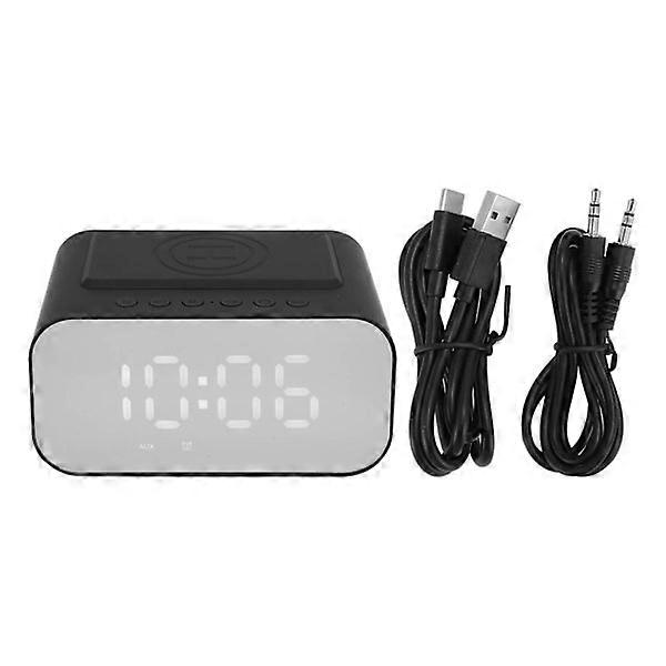 Wireless Charging Bluetooth Speaker Multifunction 15W Fast Charging FM Radio Timer Dual Alarm Black