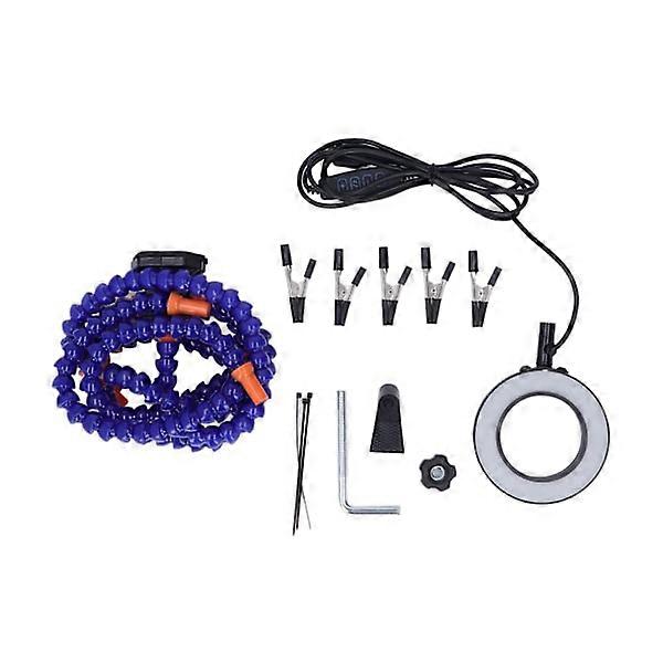 Soldering Helping Hand 5 Jaws 3X USB Magnifying Glass ABS Flexible Arms Light Soldering Station Blue