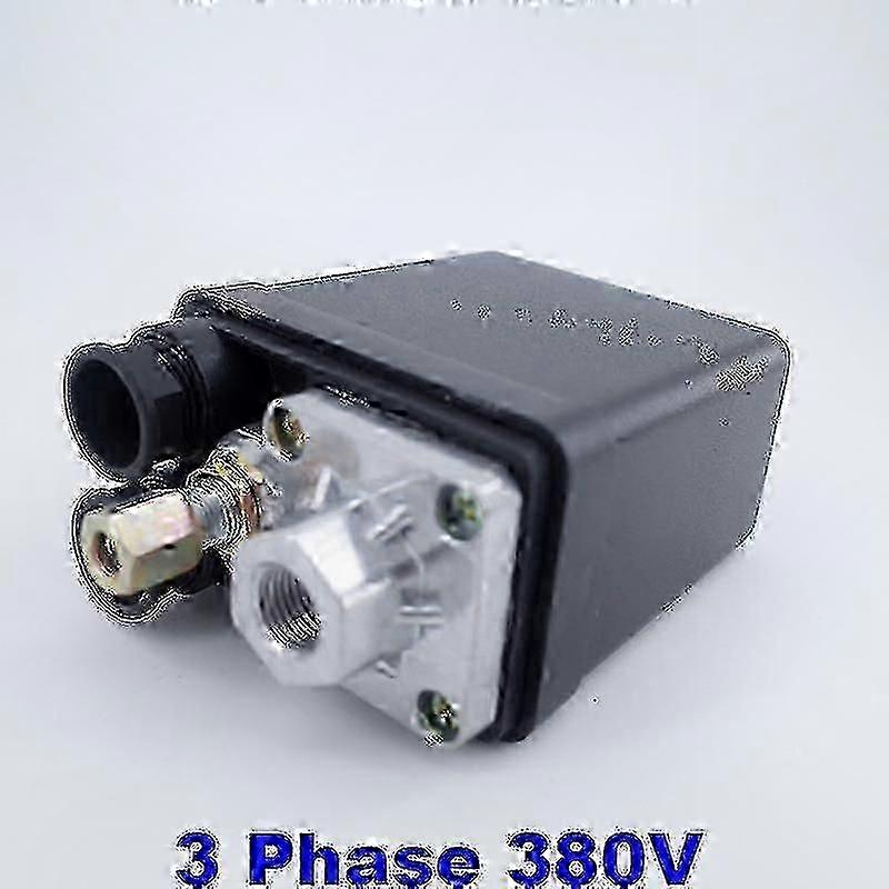 3-Phase Air Compressor Pressure Switch, 175psi 10bar Control Valve with 6-8bar Range, 380V 20A, Single Port for Industrial Use