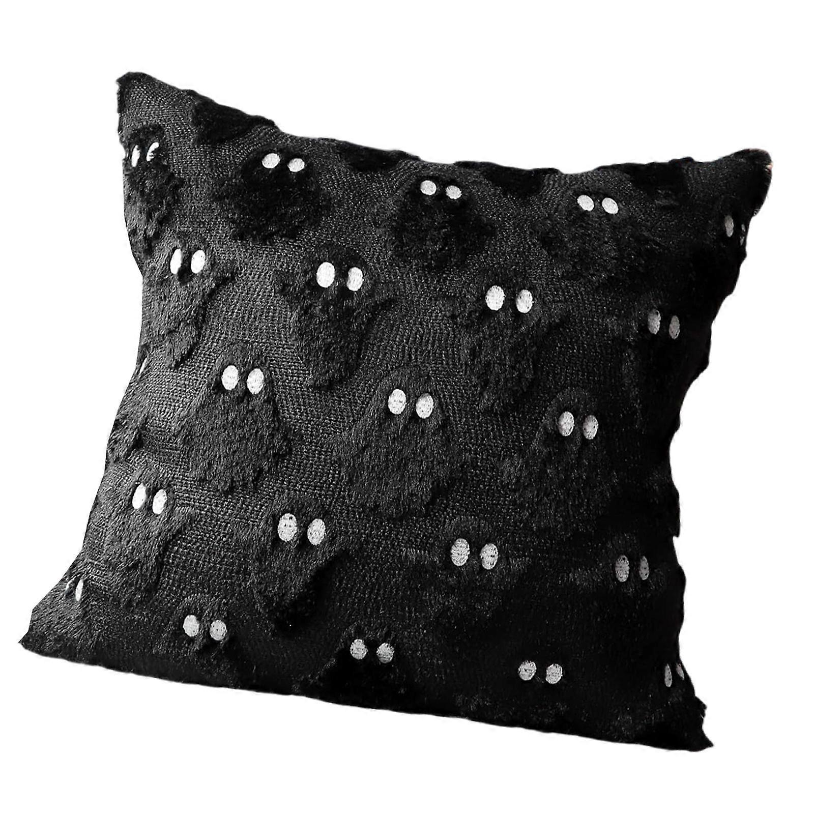 Specters Bat Pattern Decorative Pillow Cover Sturdy Plush Materials Seasonal Home Accessory Multicolor
