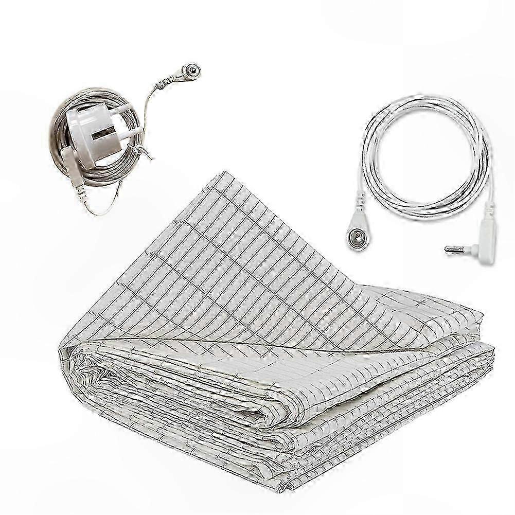 52x27 Inch Grounding Mat Made of Conductive Silver Fiber for Enhanced Sleep Quality and Comfort with EU Plug