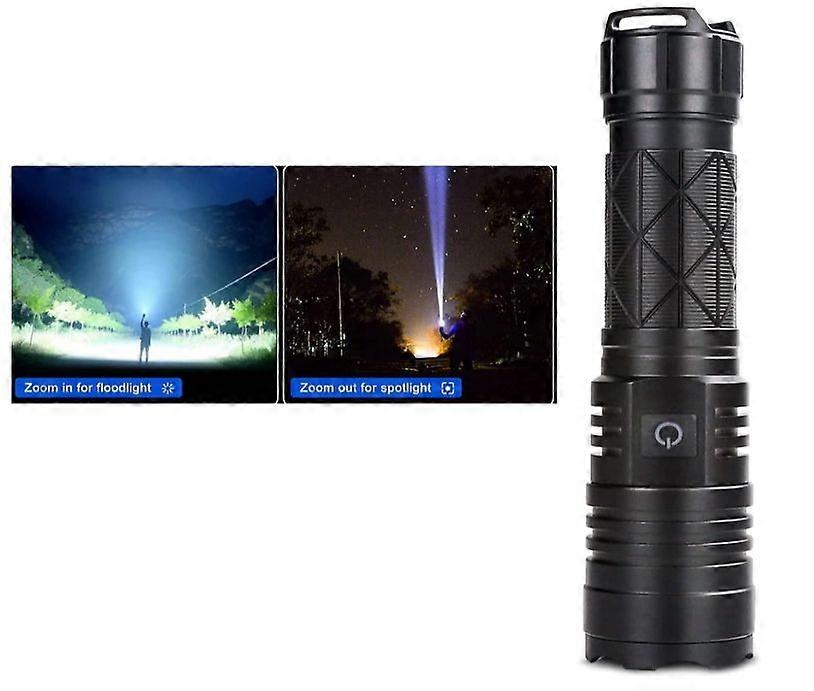 Led Rechargeable Flashlight Super Bright LED Flashlight Tactical flashlights high lumens 5 Modes Zoomable Flash Light XHP70.2 Flashlight(Black)