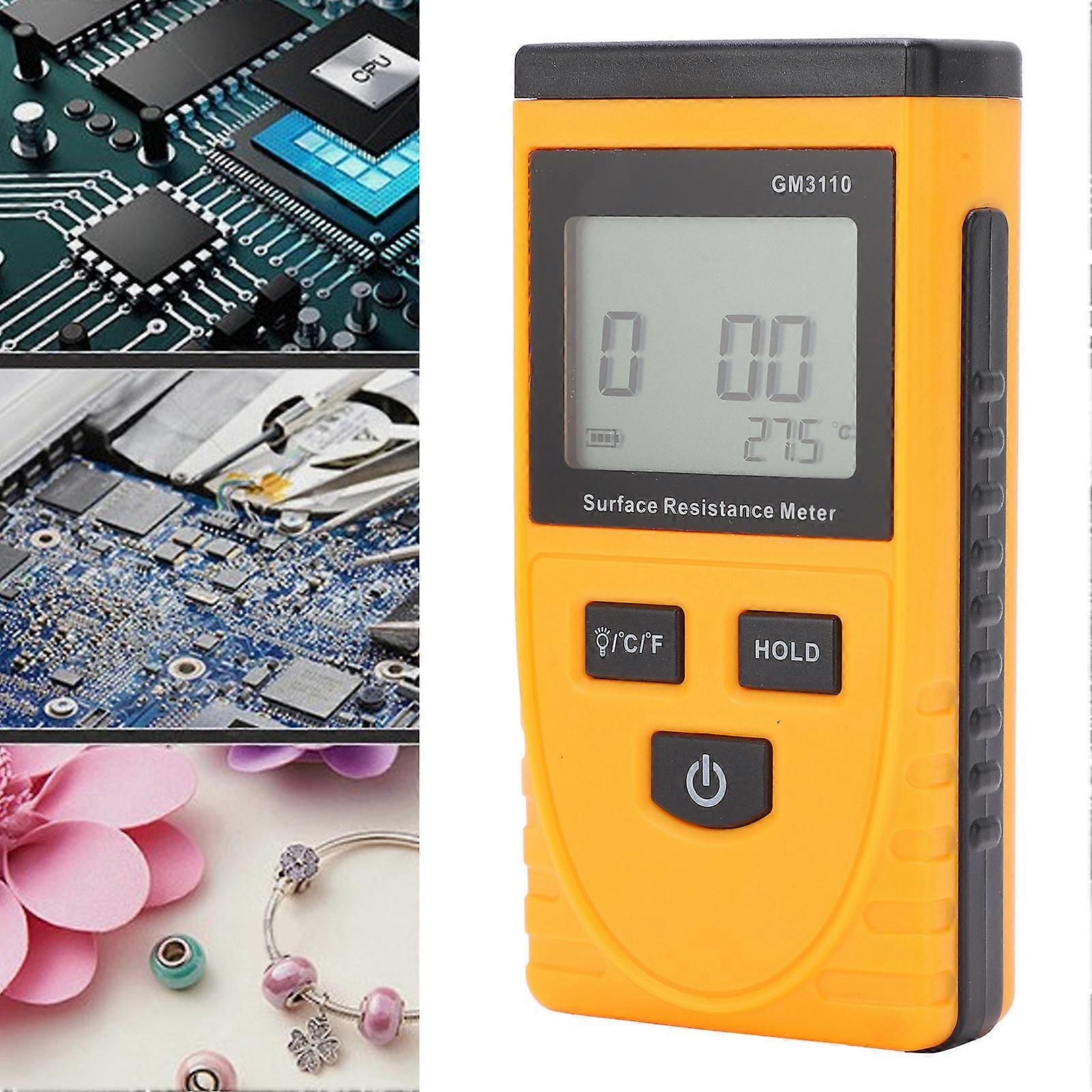 GM3110 Surface Resistance Meter High Accuracy Digital Display AntiStatic HighDefinition Backlight Resistance Tester