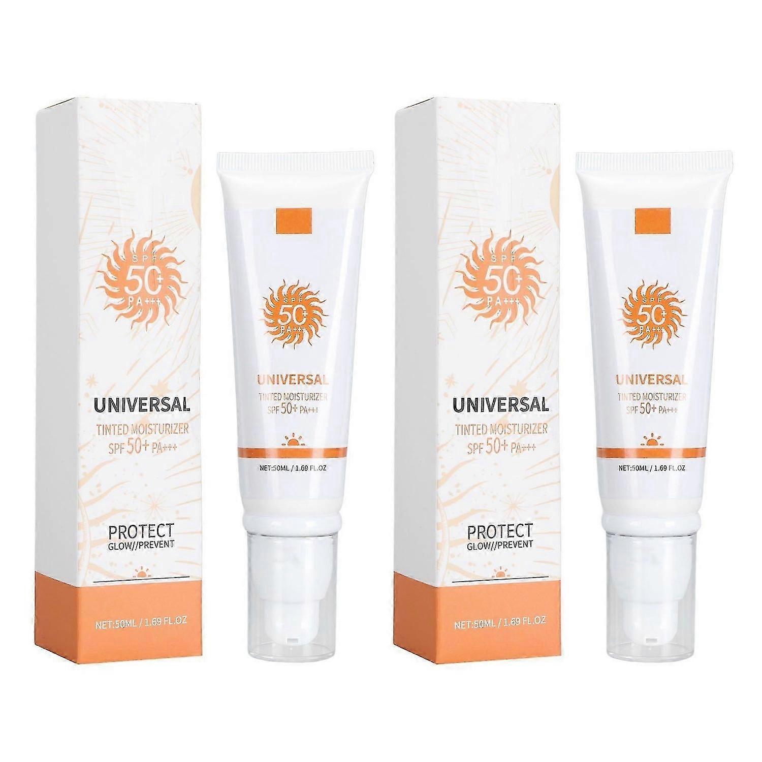 2025 Latest Model 2pcs Tinted Face Sunscreen Foundation SPF50 Moisturizing Vit...