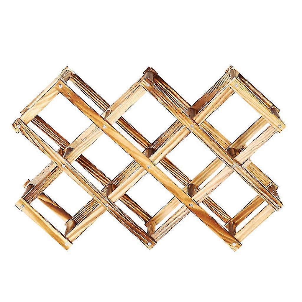 Foldable Wooden Wine Rack for 10 Bottles Stackable Countertop Storage