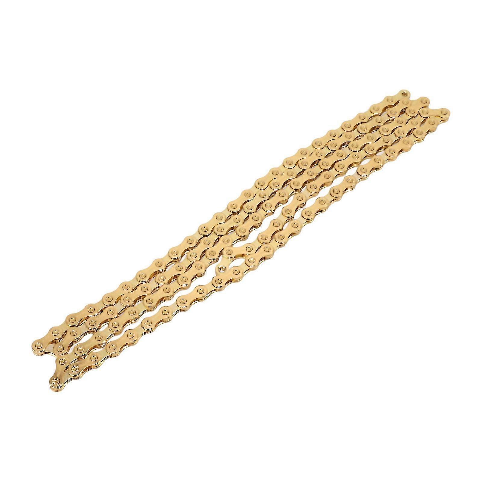9 Speed Bicycle Chain Lightweight Alloy Steel Mountain Road Bike Chain with Chain Link Connector Gold