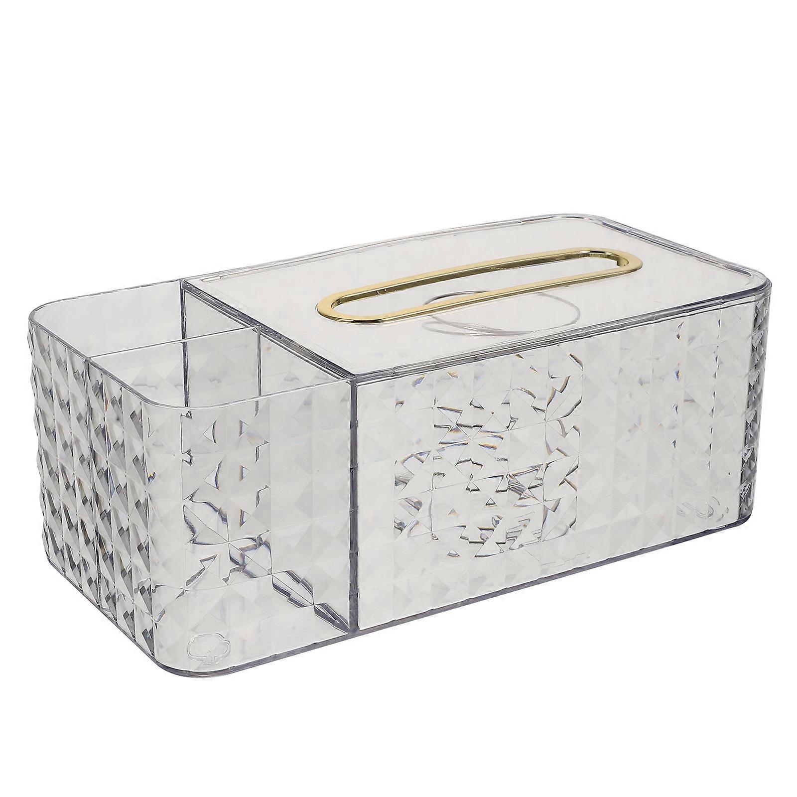 Multi-Functional Transparent Tissue Box Cover for Desktop 2Pcs Tissue Container