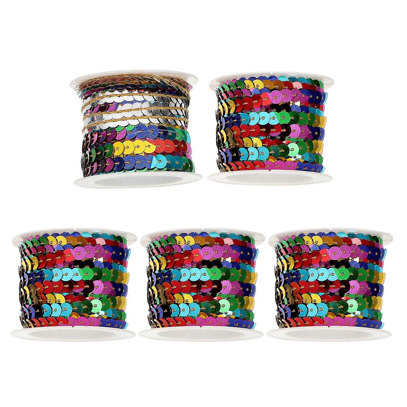 Multi Color Paillette String for DIY with 5 Rolls Flat Sequins Embellishment