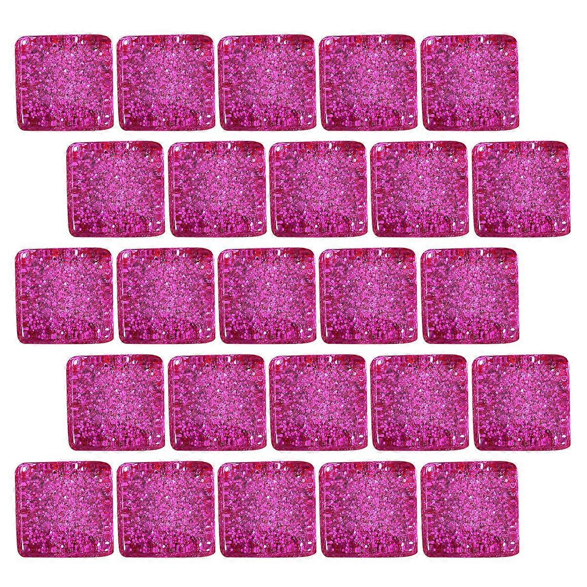 Rosy Mosaic Glass Crystal Tiles for Decor 2Pcs Glitter Delicate Handmaking Toy