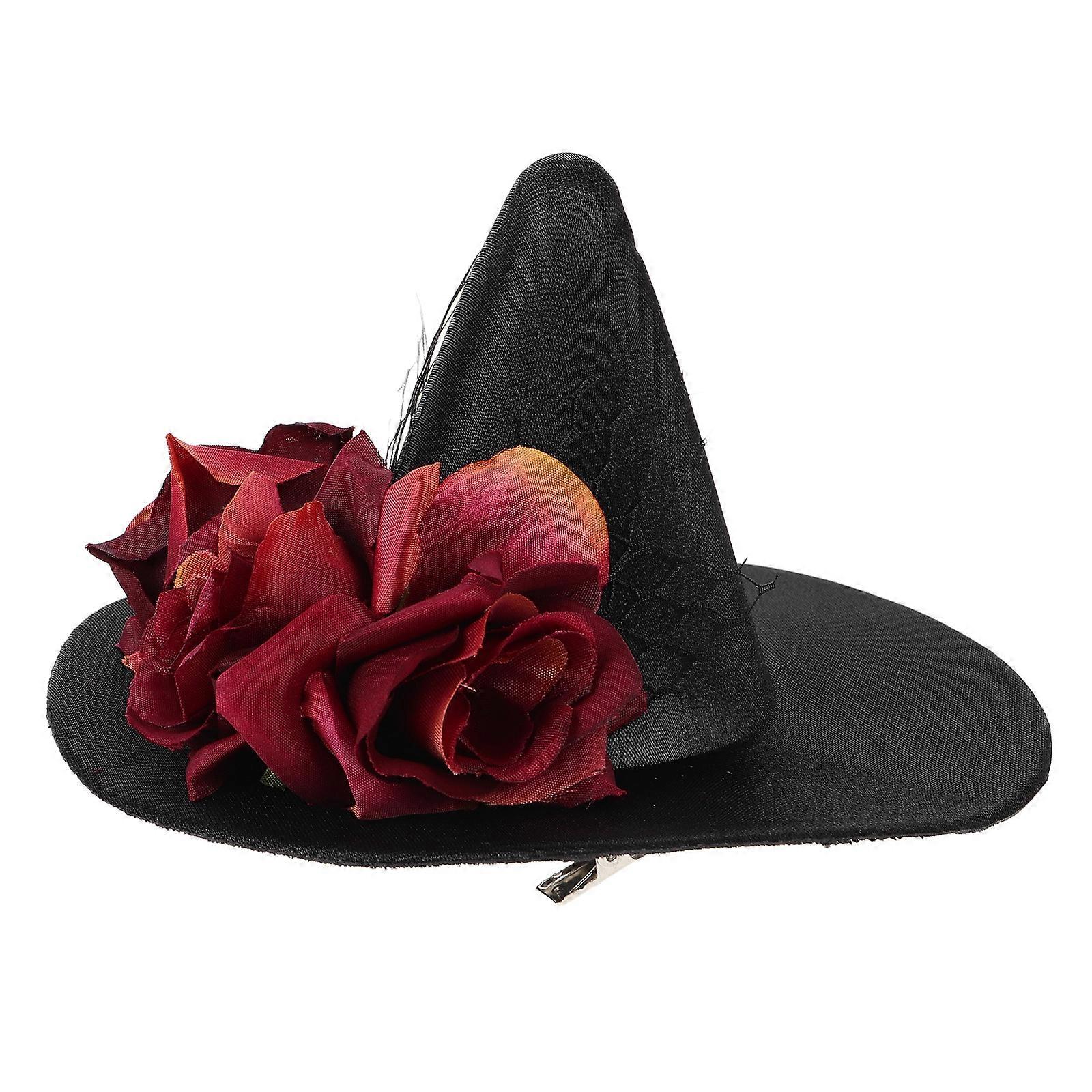 Party Prop Witch Hat Halloween Hat Black Flower Shape Decorative 1Set