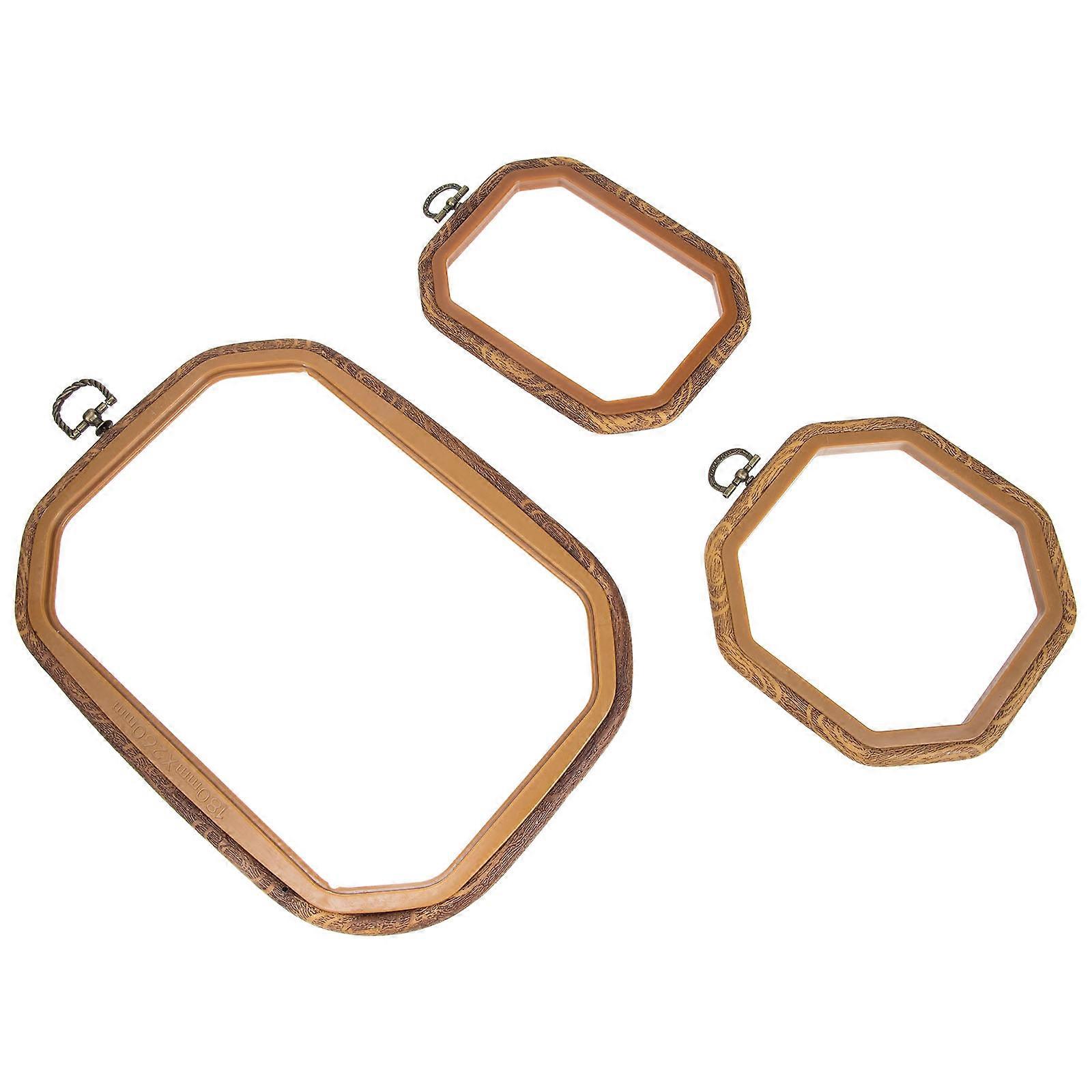 Embroidery Hoop Frame Diy Cross Stitch Hoop Embroidery Supplies for Craft Display Home Decoration Light Brown Plastic Fix Fabric 3Pcs