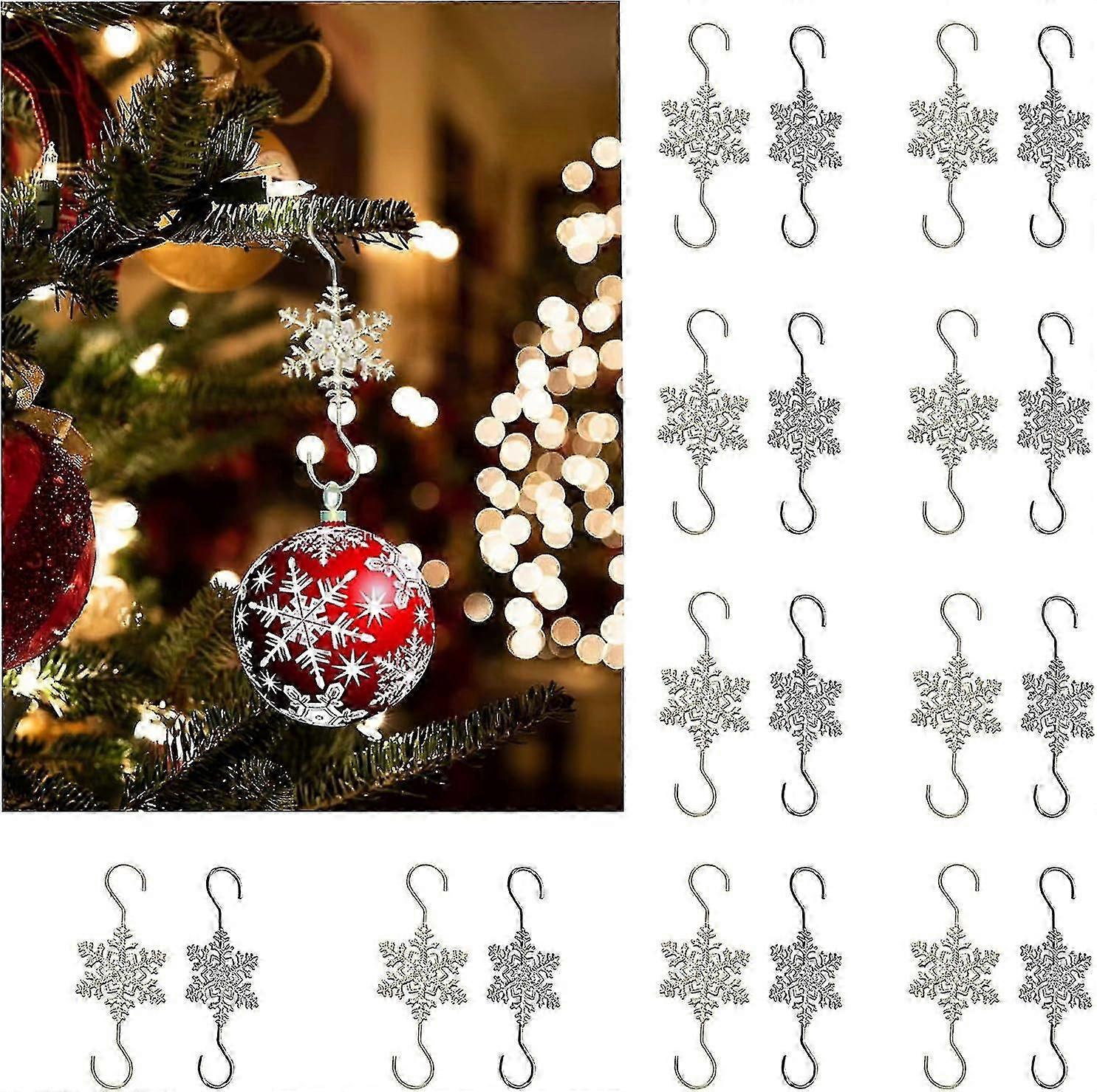 Christmas Ornament Hooks - Sliver Gold Snowflake Decorative Ornament Hangers20 Pcs,gold+sliver