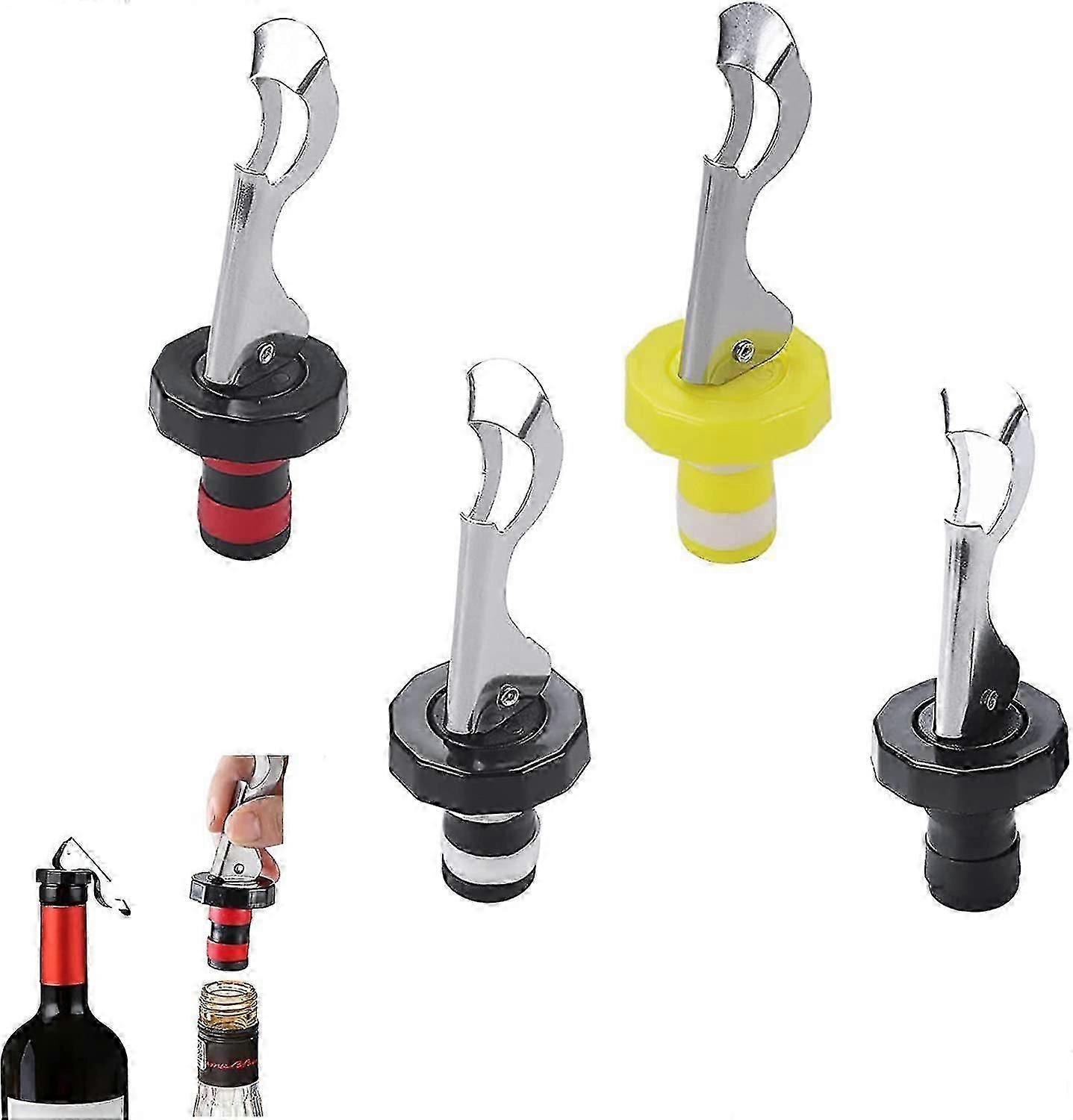 Acsergery Set Of 4 Vacuum Wine Press Stopper Lever Arm Bottle Stoppers Reusable Sealed Gift
