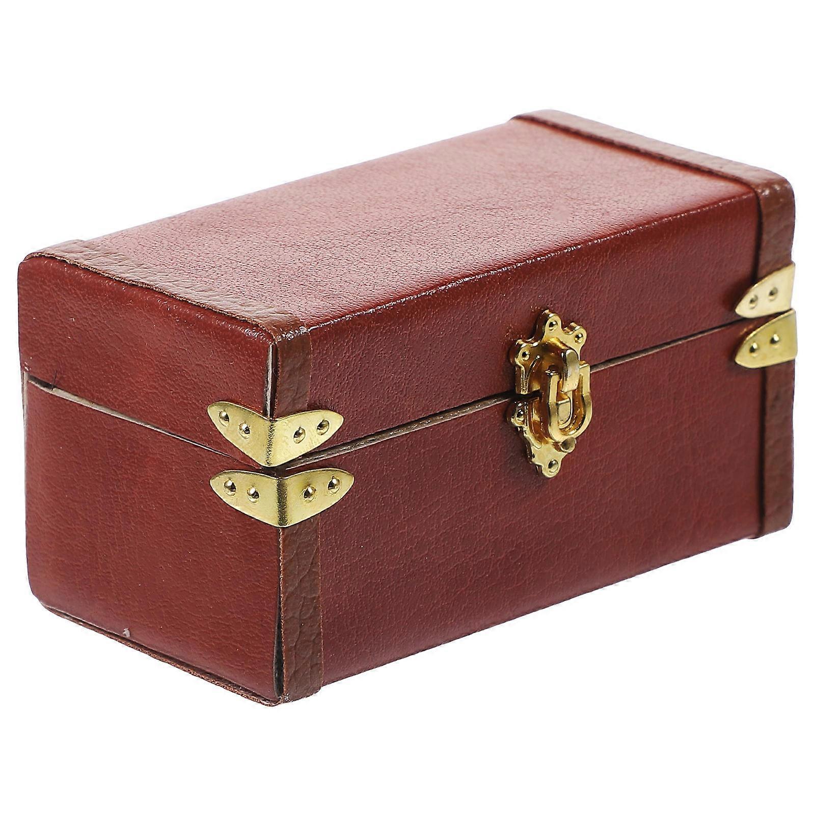 Miniature Suitcase Wooden Travel Trunk for Decoration 2Pcs Set