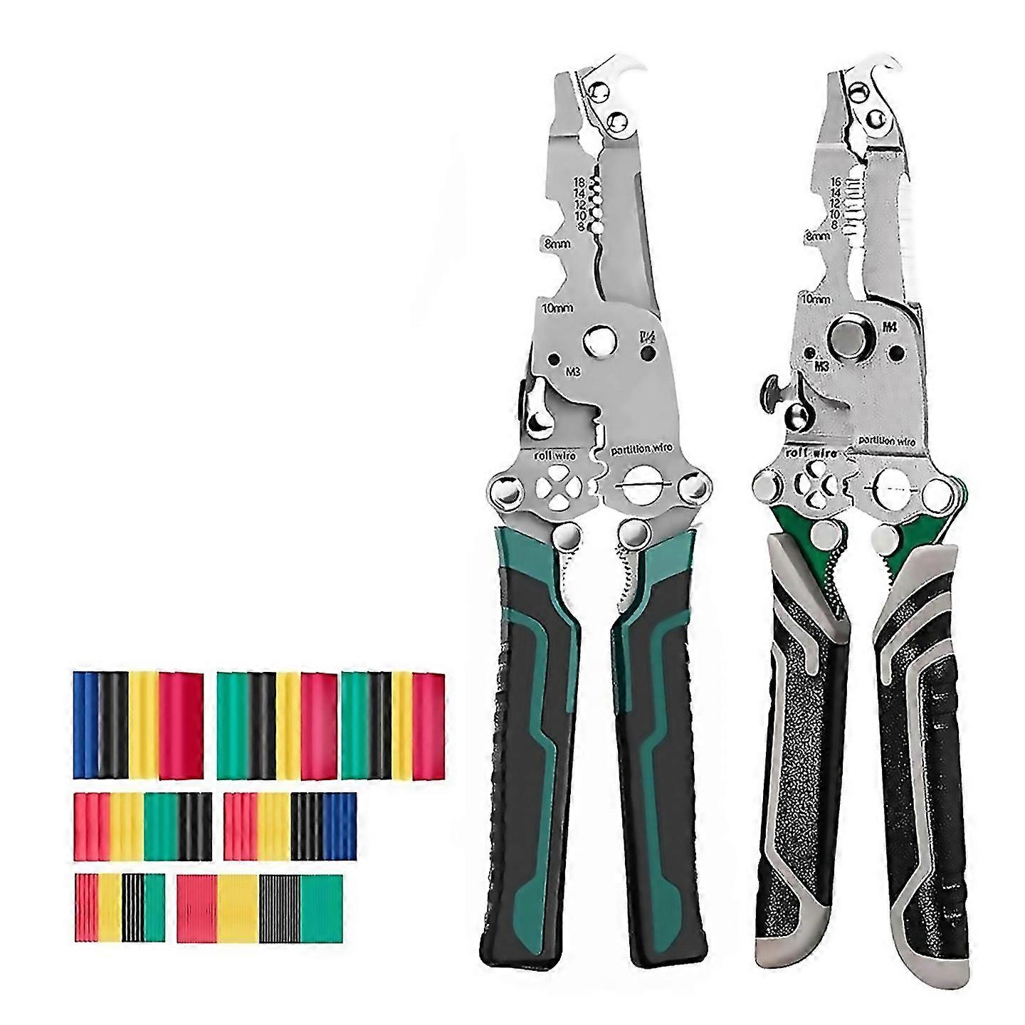 For 2 Pcs Wire Stripper With 164 Pcs Heat Shrink Tubing