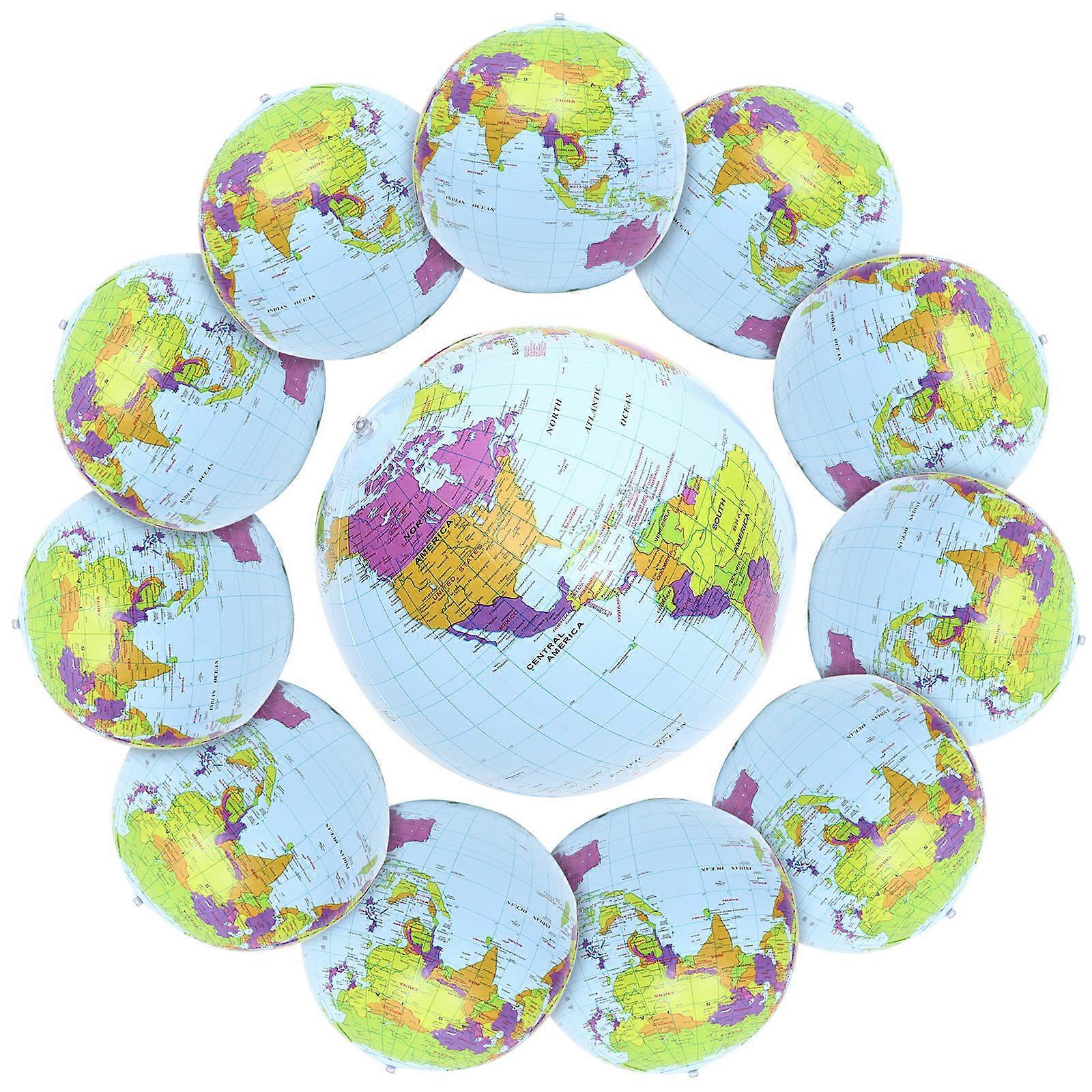 Globe Shaped Inflatable Balls PVC Toy for Kids Playing 12Pcs Set