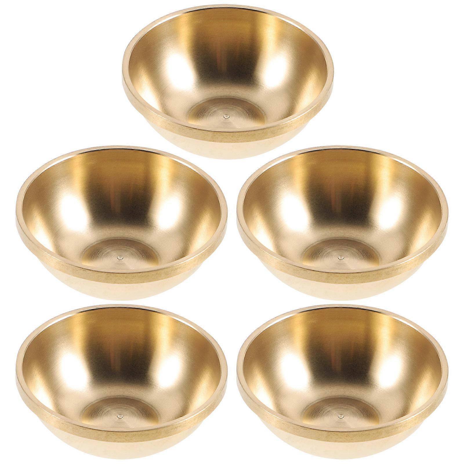 Brass Temple Offering Bowl for Buddhist Worship with 15Pcs Set
